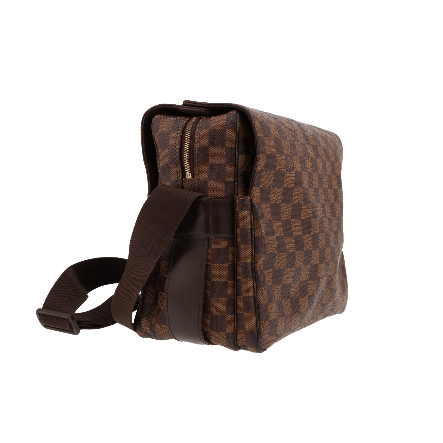 Borsa a tracolla Louis Vuitton  Naviglio in tela a scacchi ebana e pelle marrone