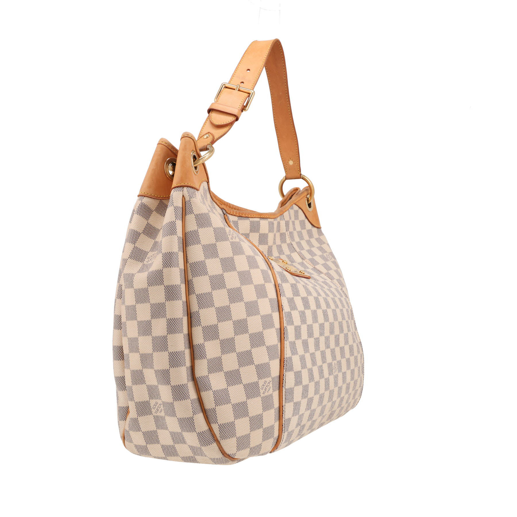 Borsa Louis Vuitton  Galliera in tela a scacchi beige e pelle naturale