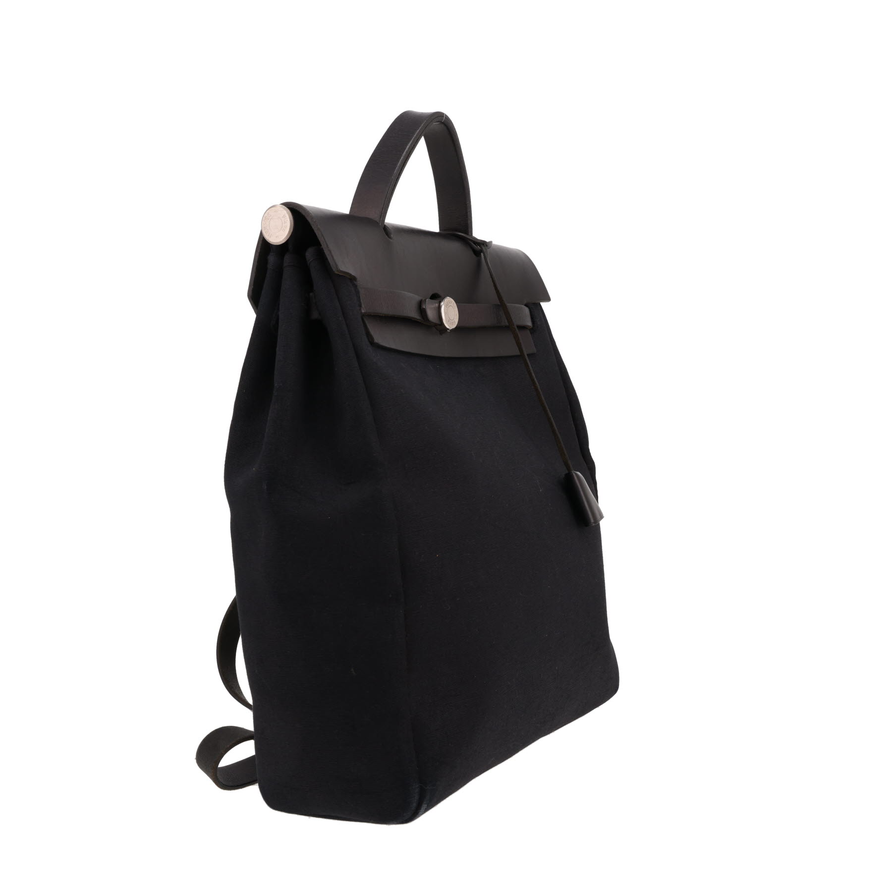 Mochila Hermès  Herbag - Backpack en lona negra y cuero negro