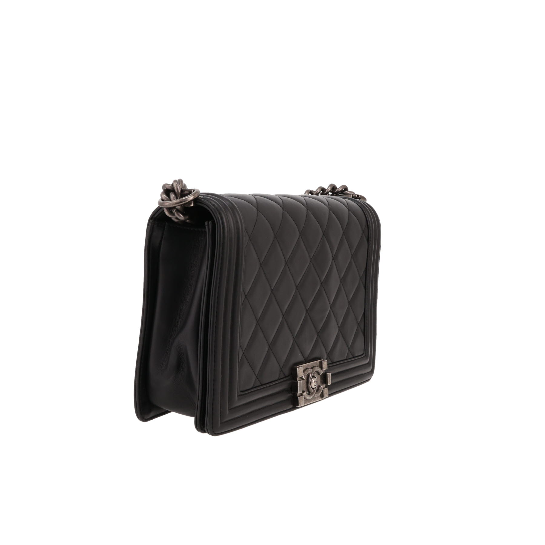 Chanel  Boy large model  shoulder bag  in black quilted leather
