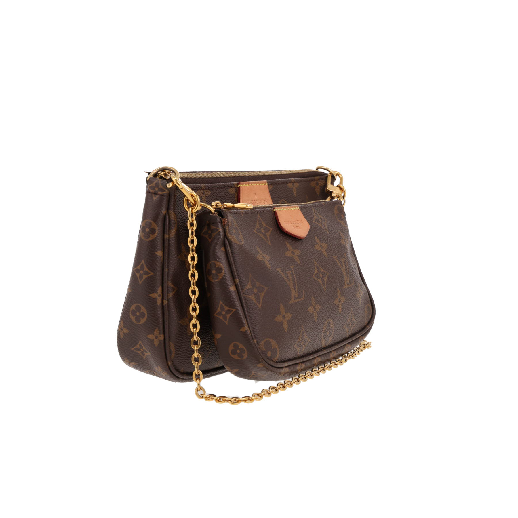 Sac bandoulière Louis Vuitton  Multi-Pochette en toile monogram marron et cuir naturel