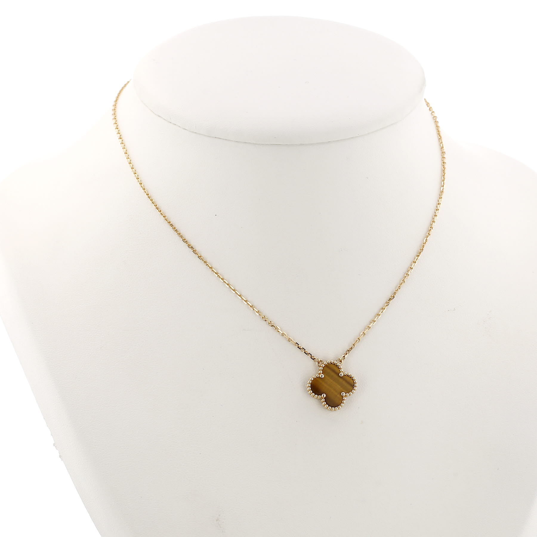 Van Cleef & Arpels Vintage Alhambra necklace in yellow gold and tiger eye stone