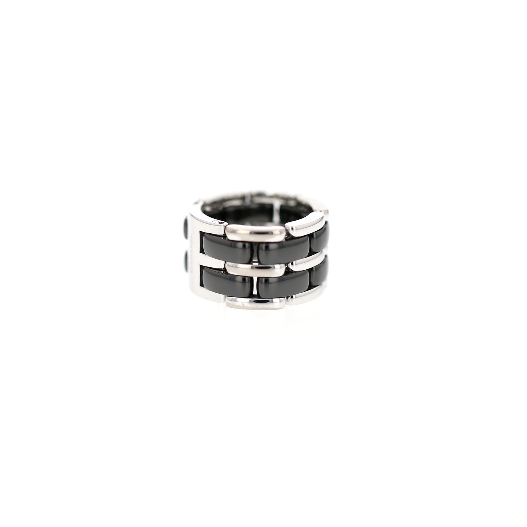 Flexible Chanel Ultra large model ring in white gold and ceramic