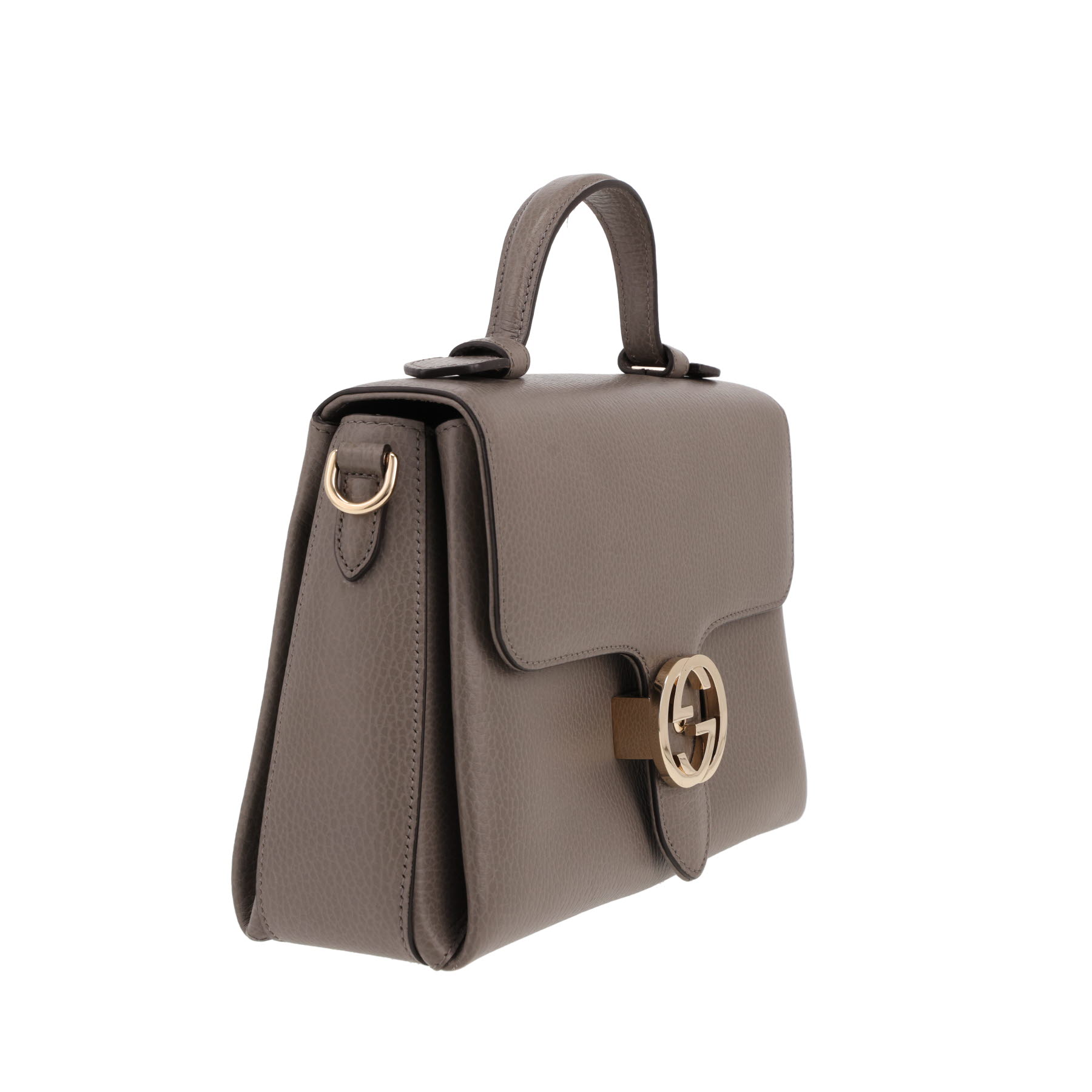 Gucci  Interlocking G shoulder bag  in grey grained leather
