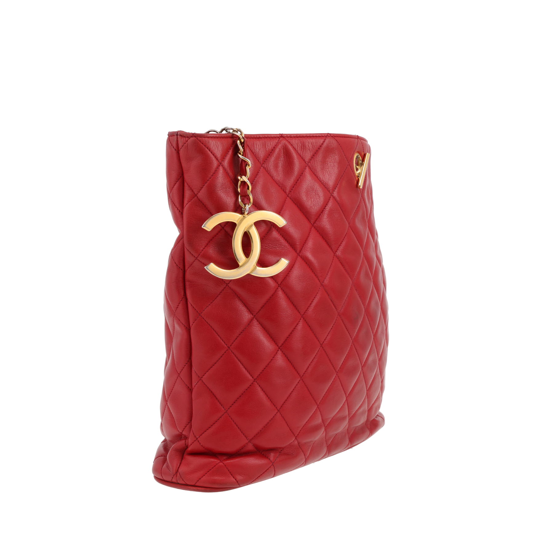 Chanel   handbag  in red quilted leather