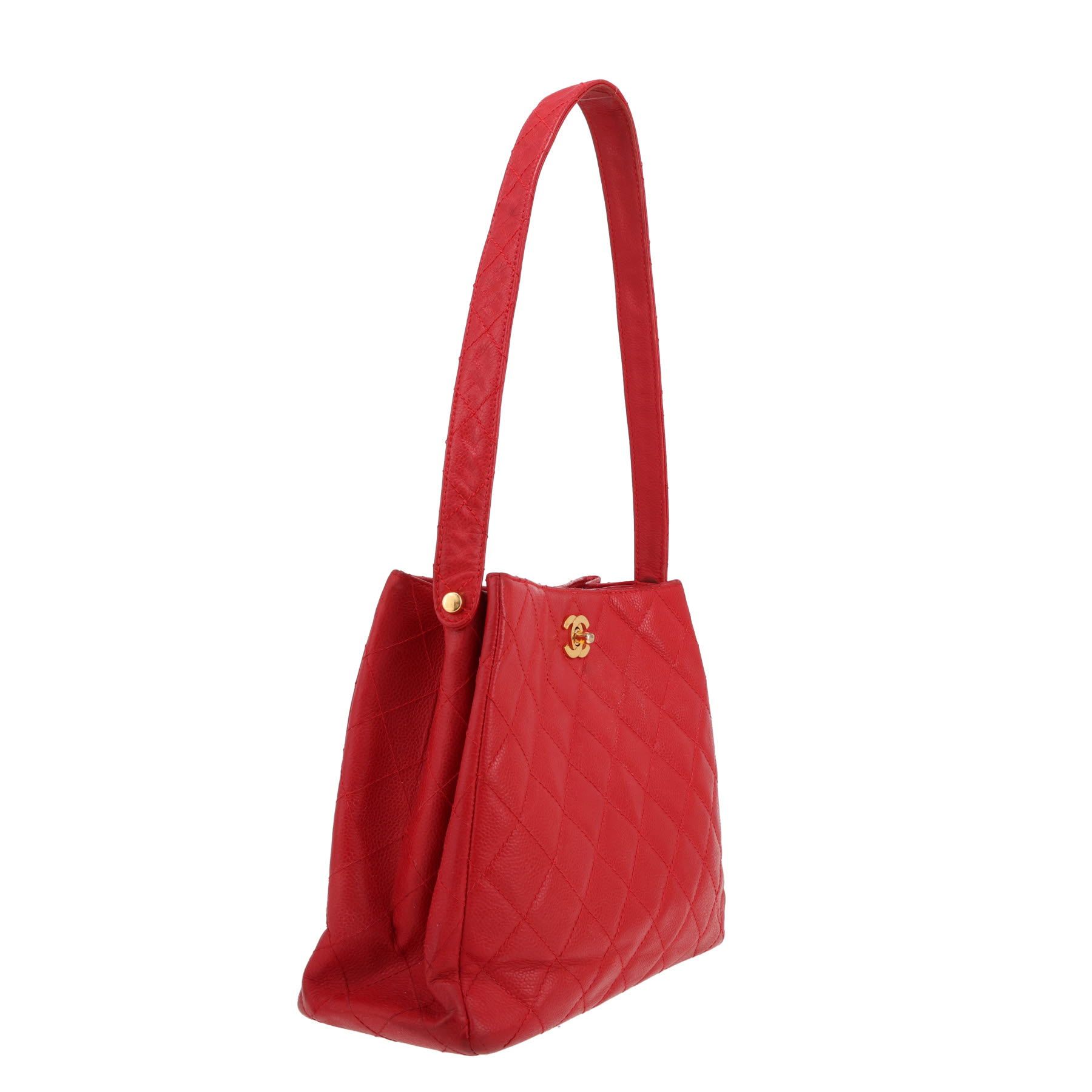 Bolso de mano Chanel  Vintage en cuero acolchado rojo