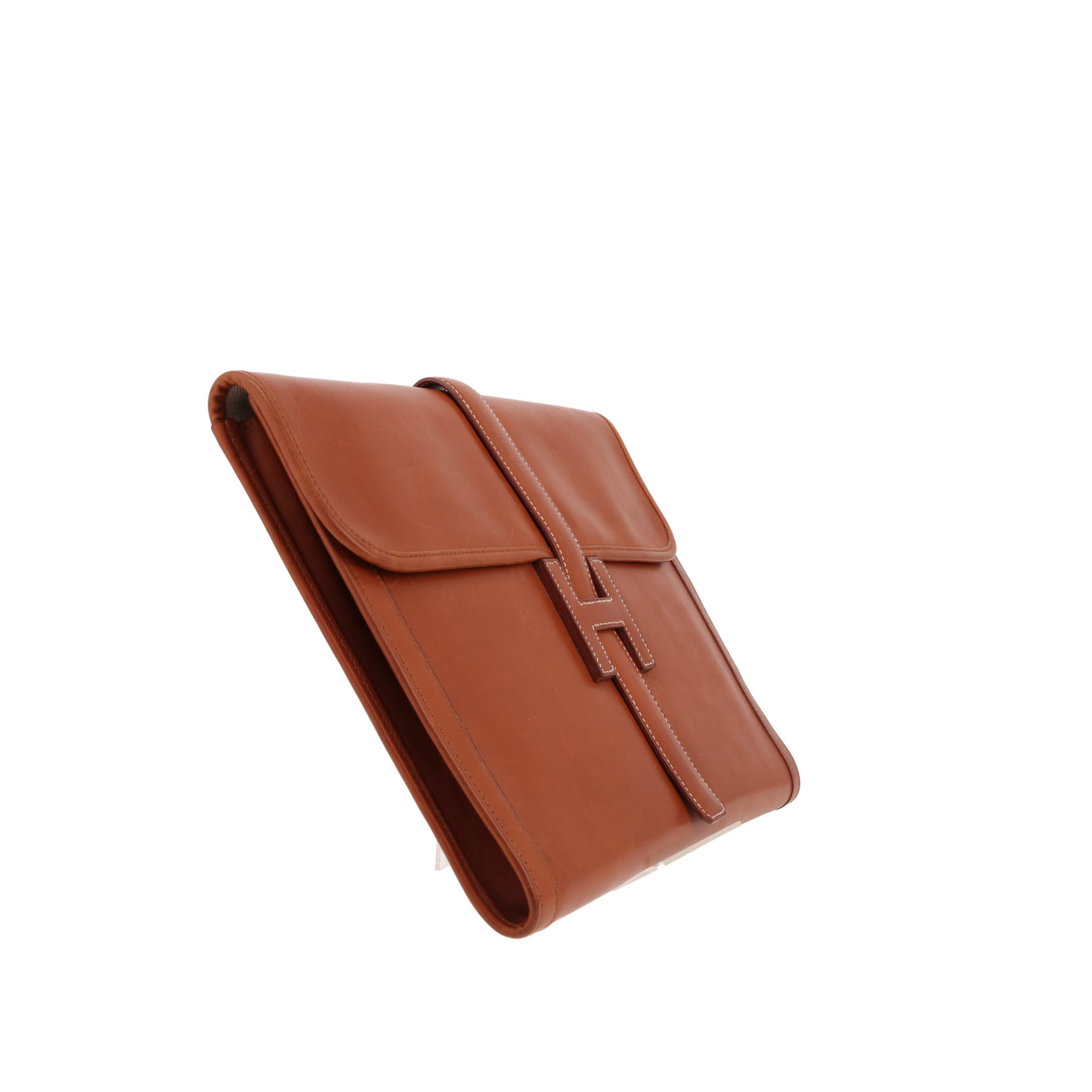 Pochette Hermès  Jige en cuir Barénia fauve