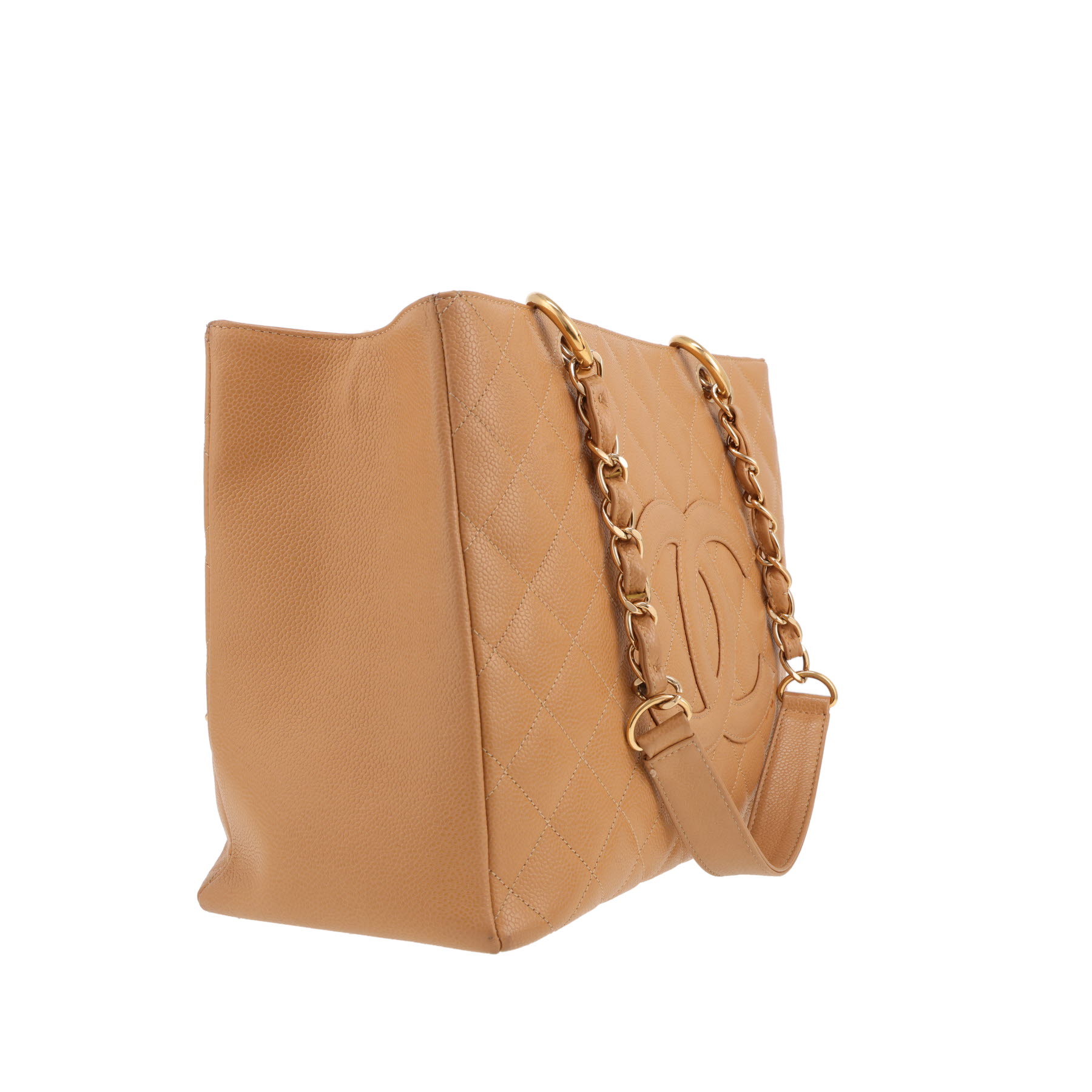 Sac à main Chanel  Shopping GST en cuir grainé matelassé beige