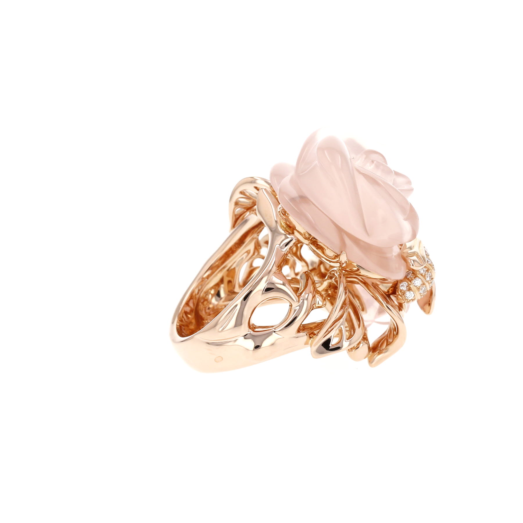 Dior Pré Catelan large model ring in pink gold, diamonds and quartz