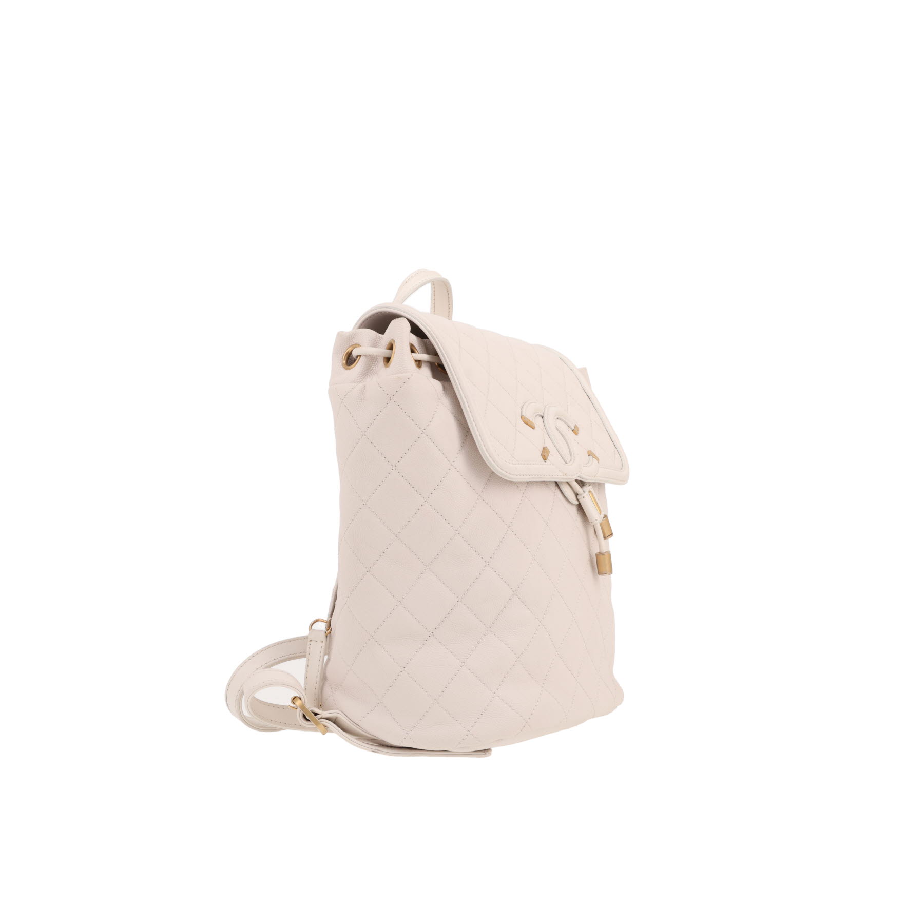 Chanel  Timeless backpack  in white quilted grained leather