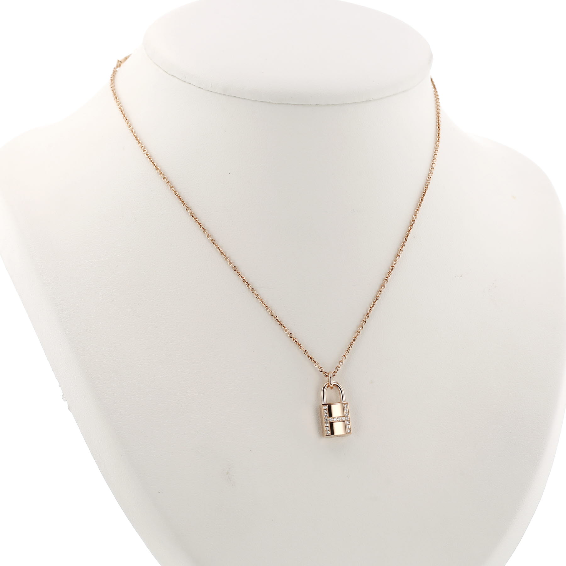 Pendentif Hermès Cadenas Kelly en or rose et diamants