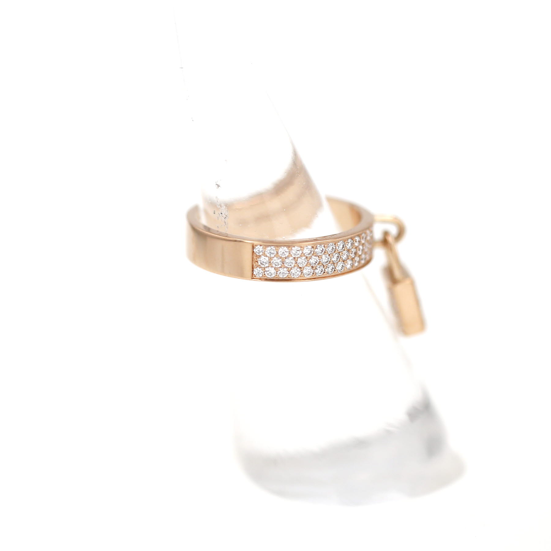 Sortija Hermès Kelly Clochette modelo mediano de oro rosa y diamantes