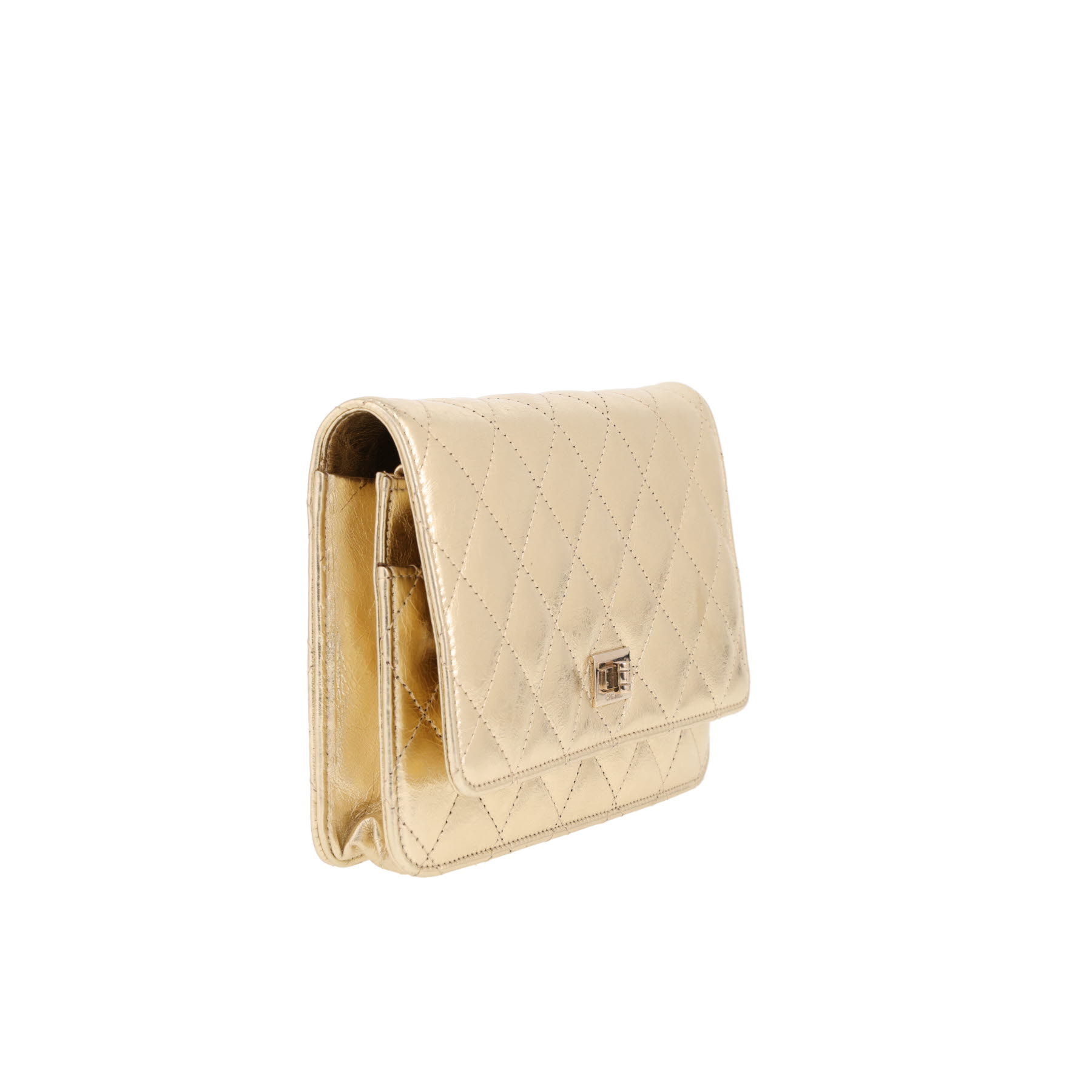 Borsa a tracolla Chanel  2.55 - Wallet on Chain in pelle trapuntata dorata