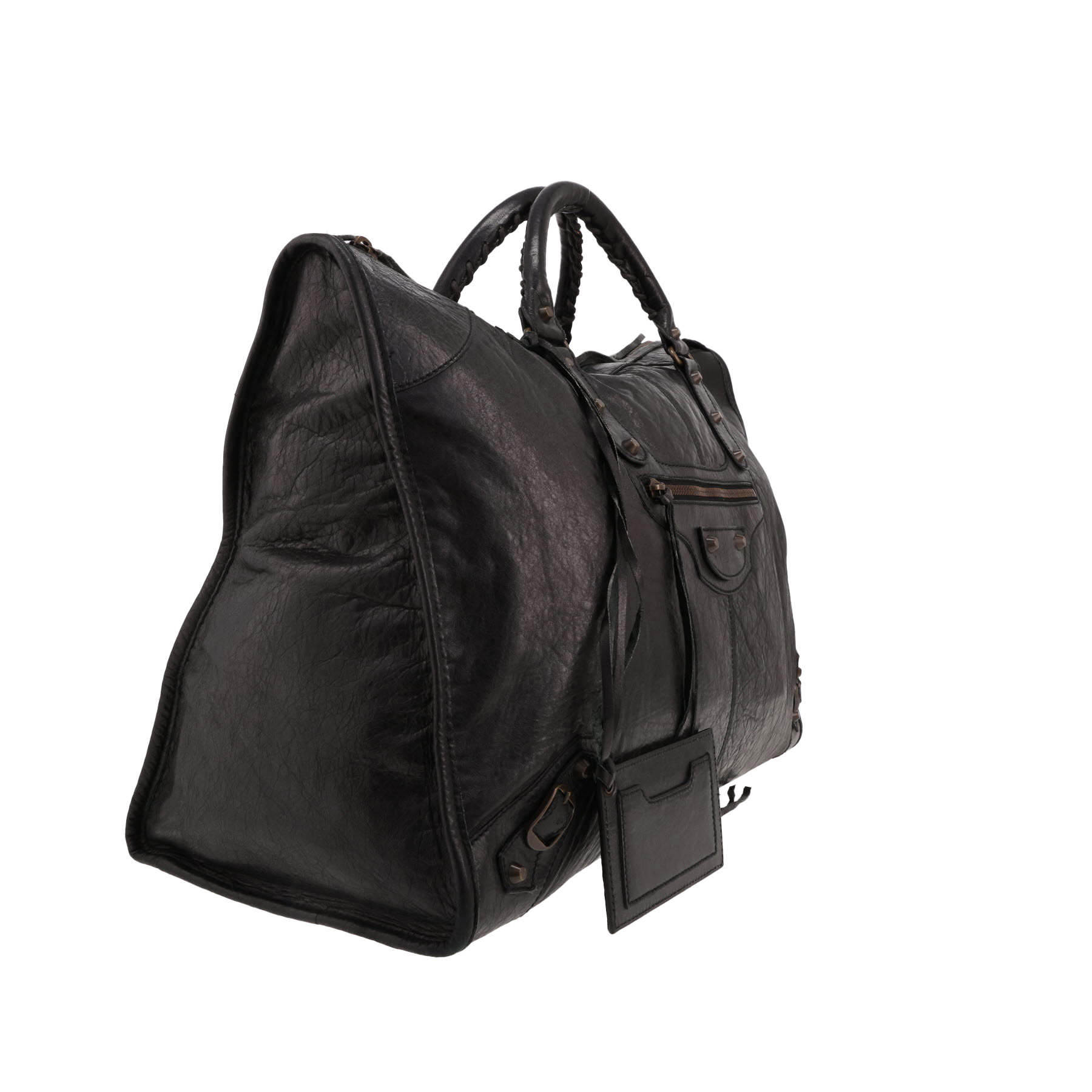 Balenciaga  City large model  handbag  in black burnished leather