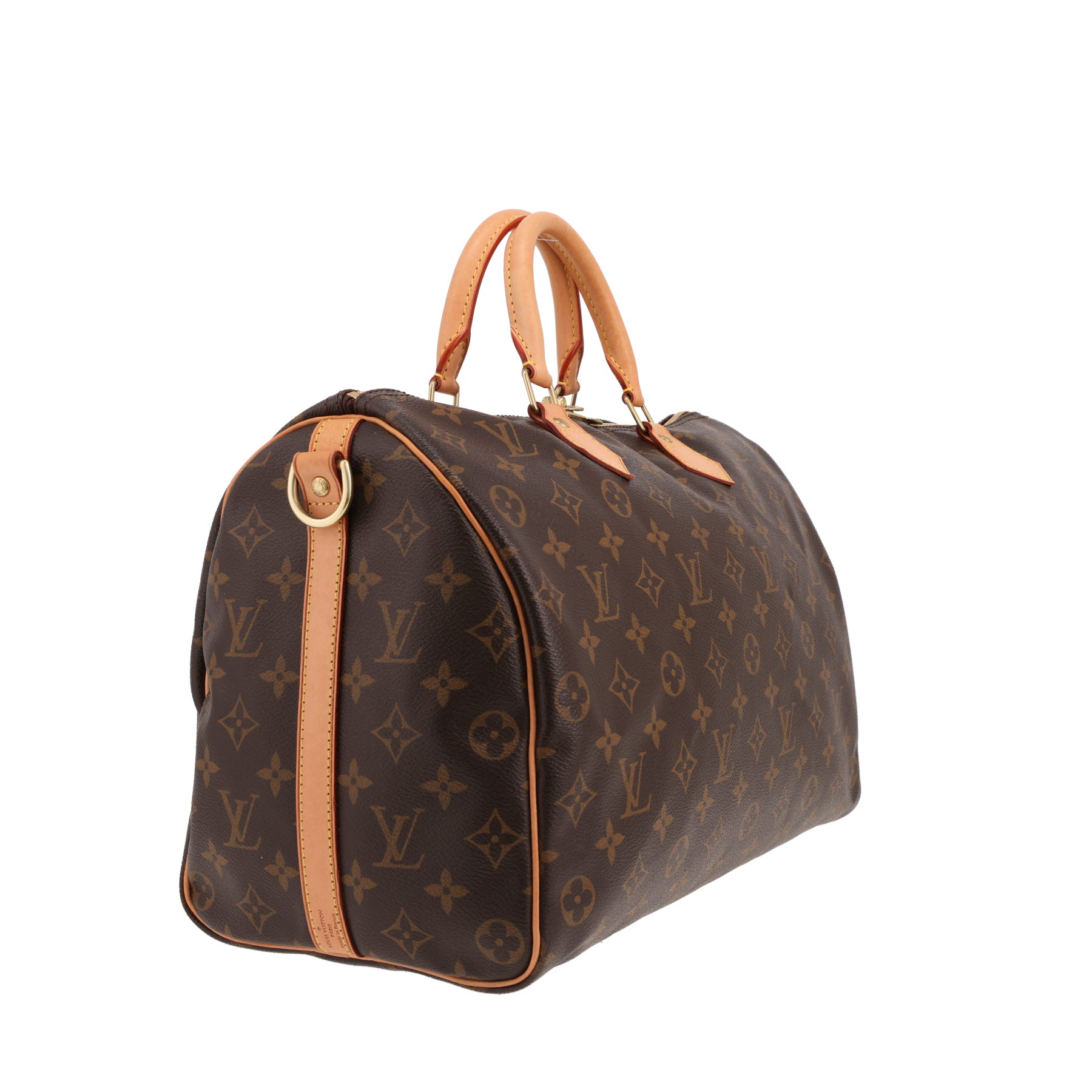 Louis Vuitton  Speedy 35 handbag  in brown monogram canvas  and natural leather