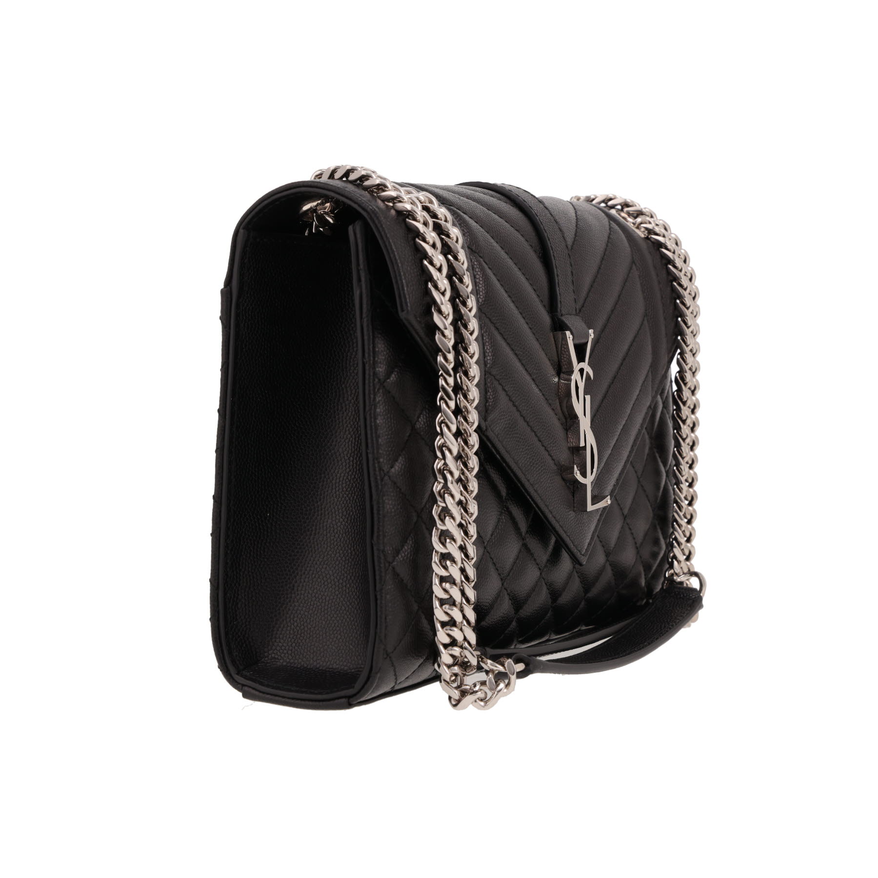 Saint Laurent  Envelope shoulder bag  in black grained leather