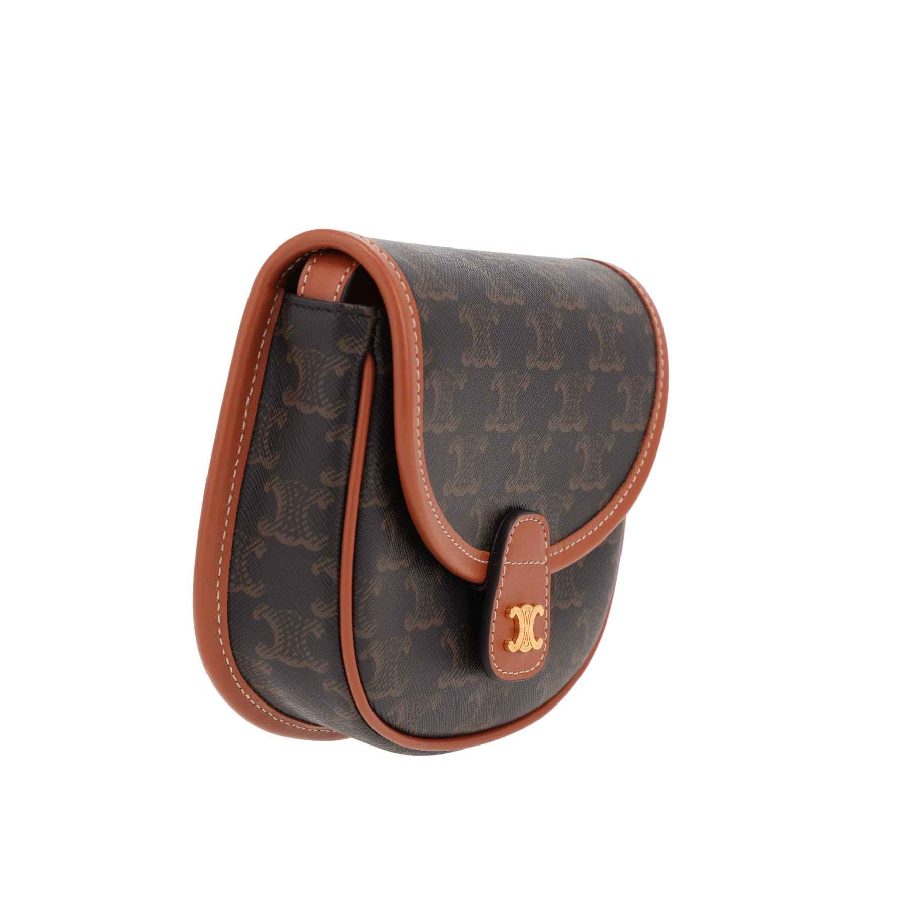 Celine  Folco shoulder bag  in brown monogram canvas  and brown leather