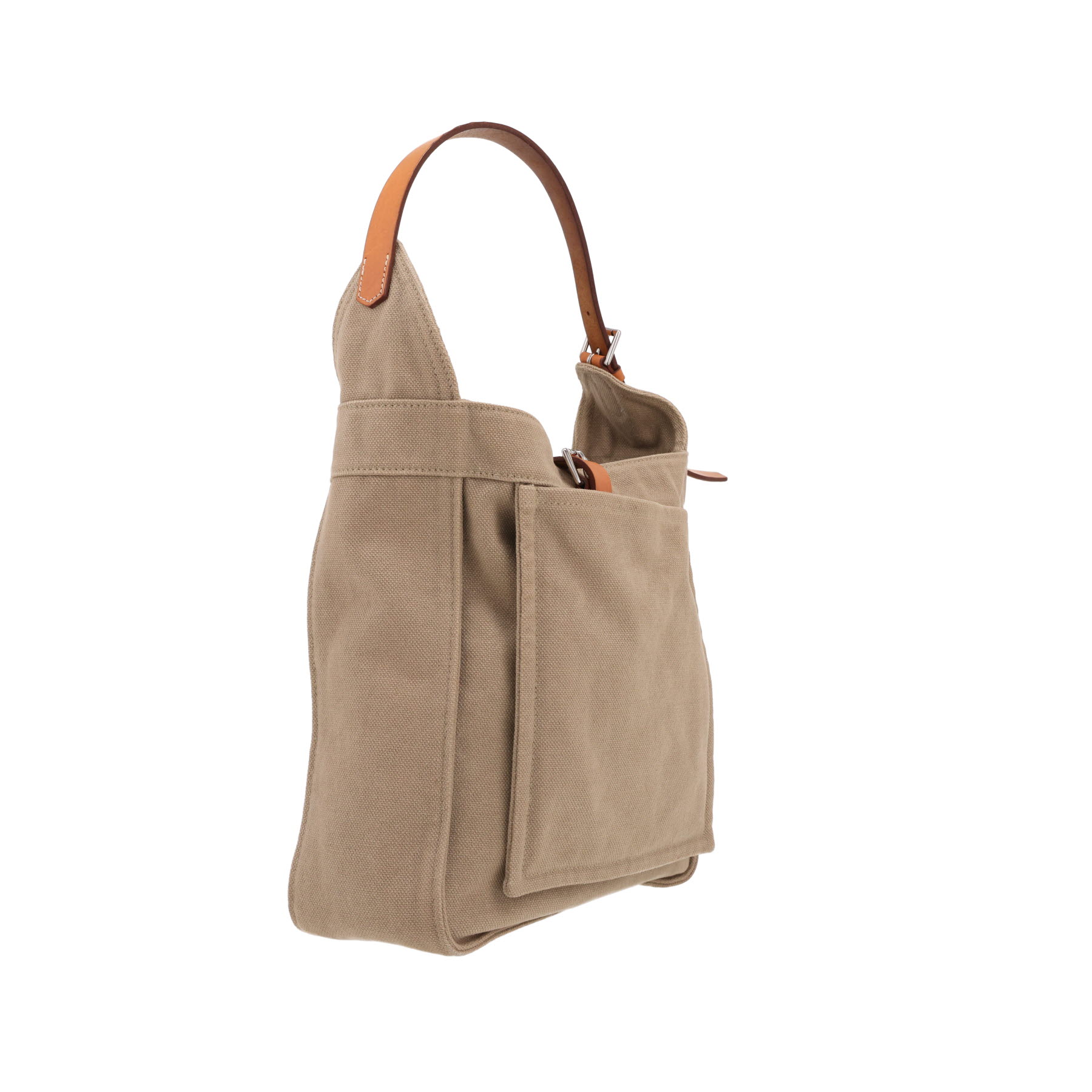 Hermès  Marwari shoulder bag  in beige canvas  and natural leather