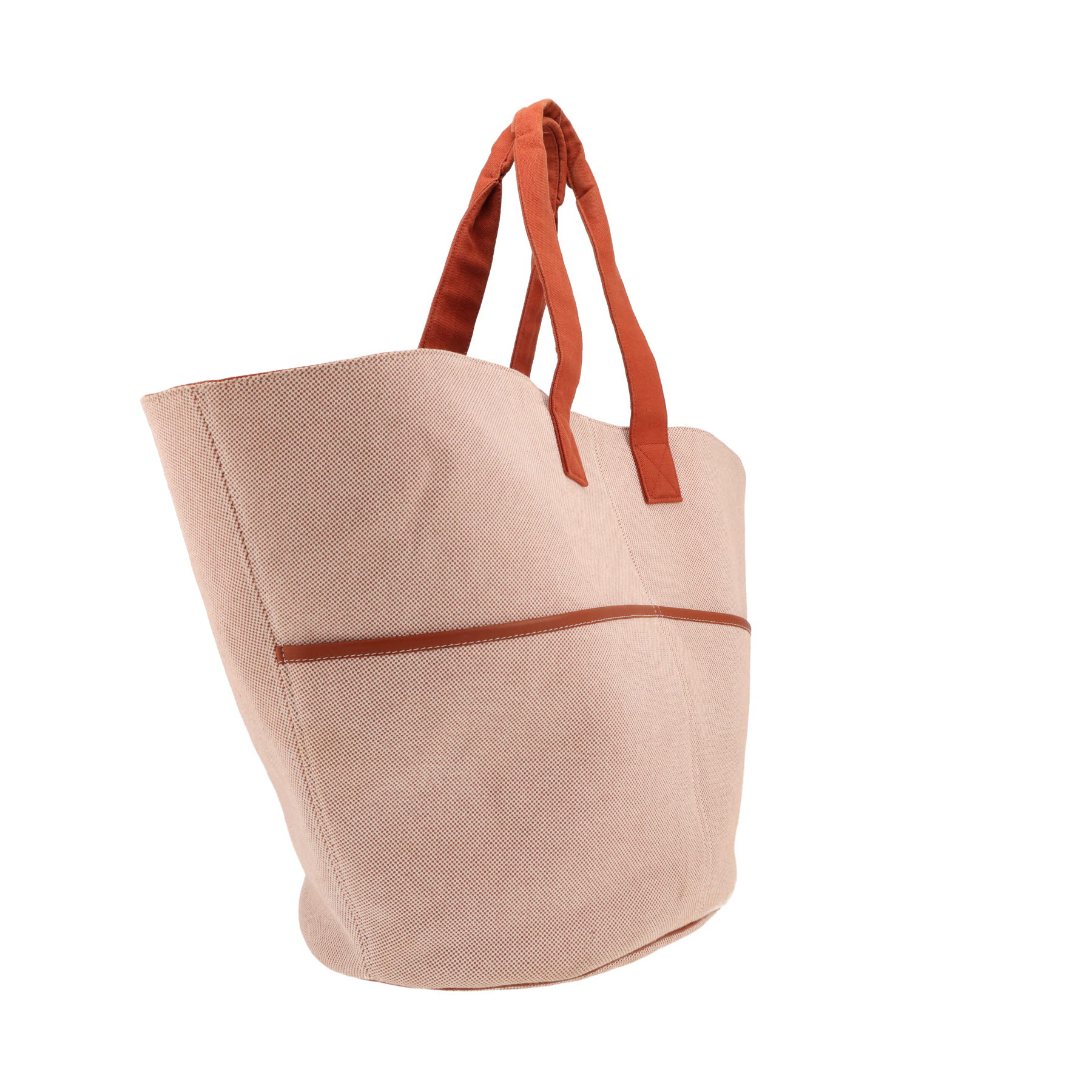 Hermès   handbag  in beige and orange canvas