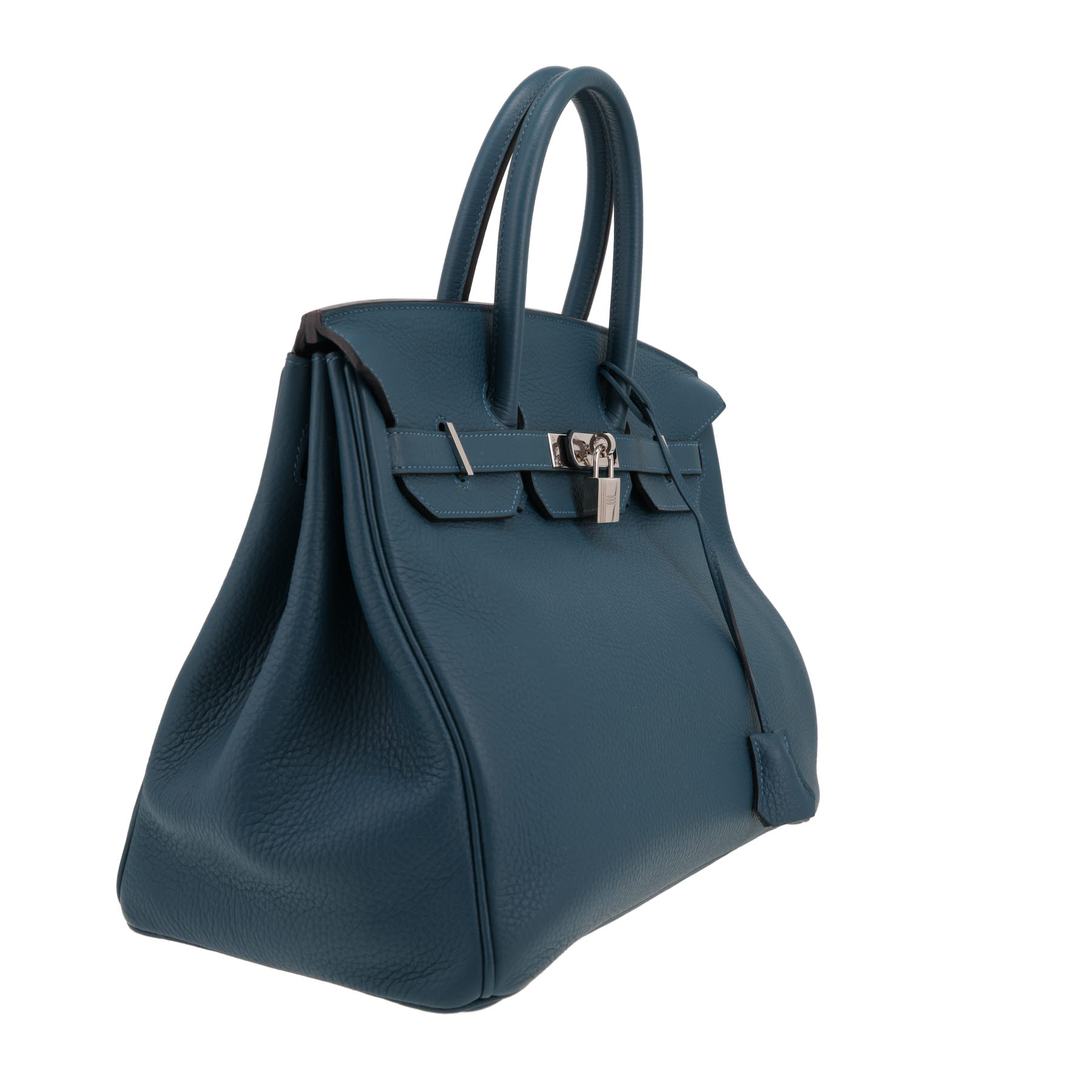 Bolso de mano Hermès  Birkin 35 cm en cuero togo azul verdoso