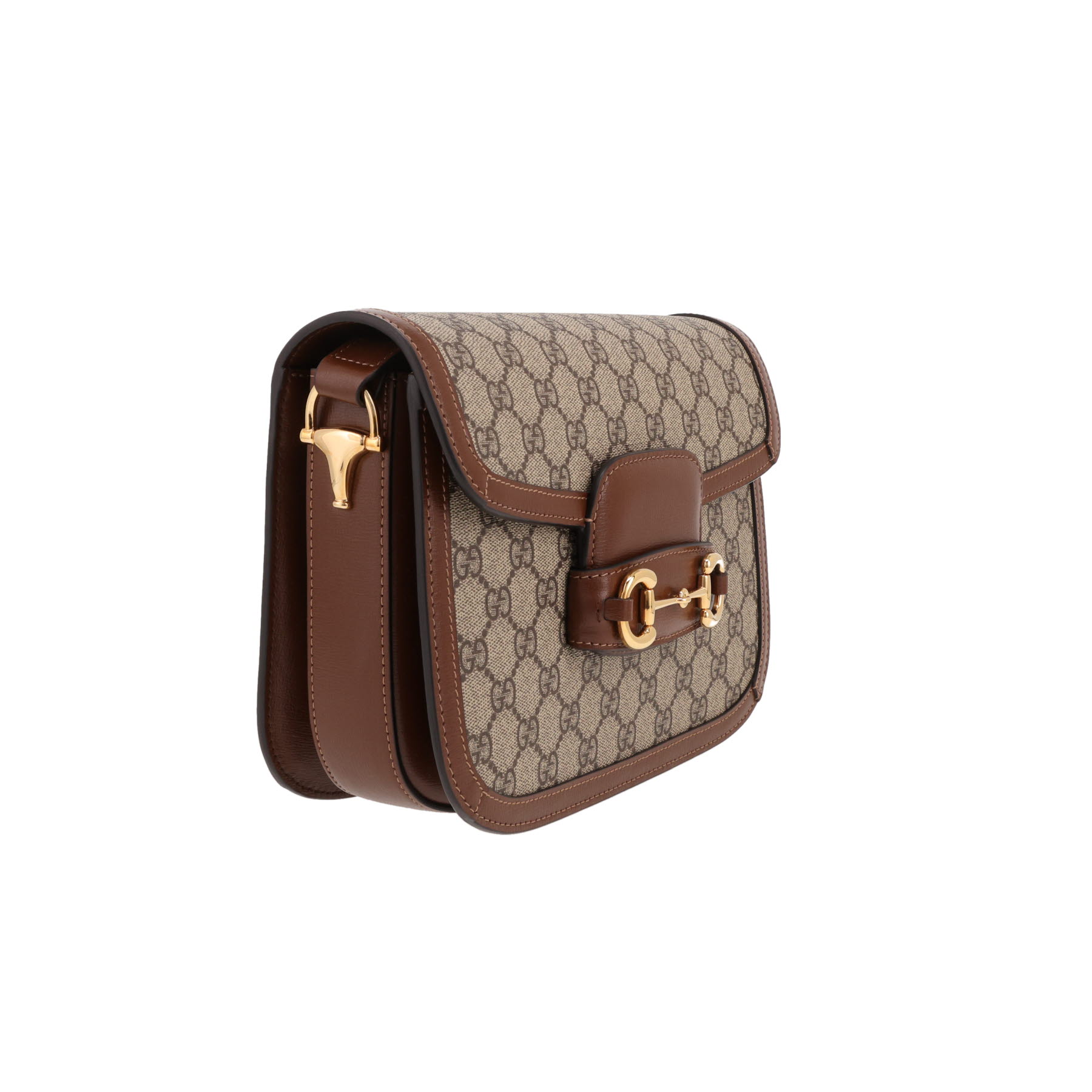 Bolso bandolera Gucci  1955 Horsebit en tejido "sûpreme GG" beige y cuero marrón