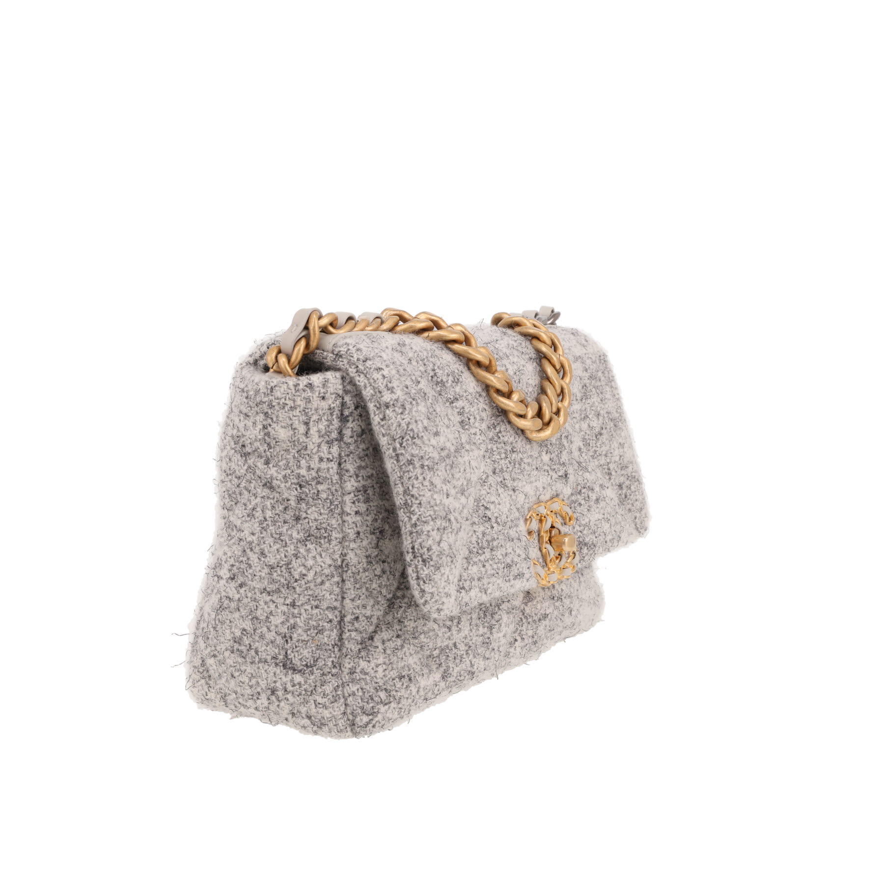 Chanel 19 handbag in grey tweed