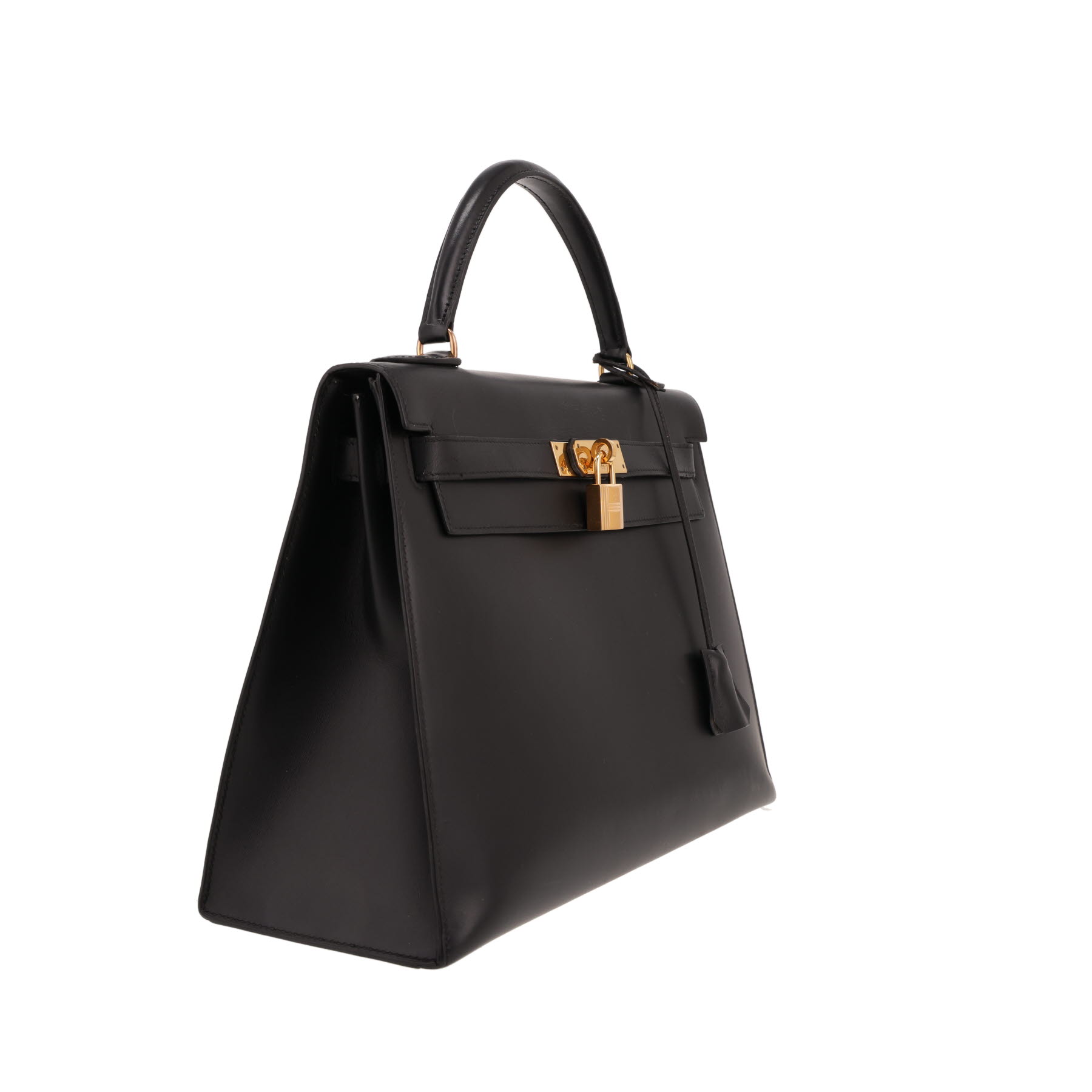 Bolso Hermès Kelly de 32 cm, de piel negra tipo «box»