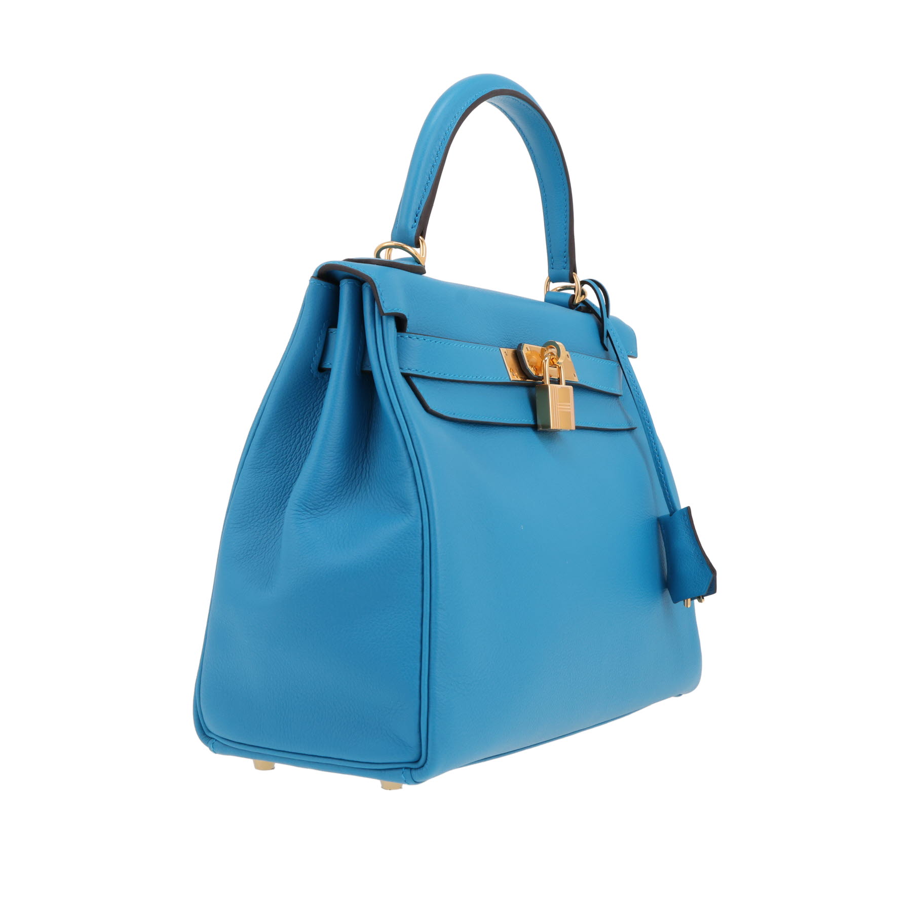 Bolso de mano Hermès  Kelly 28 cm en cuero Evergrain azul
