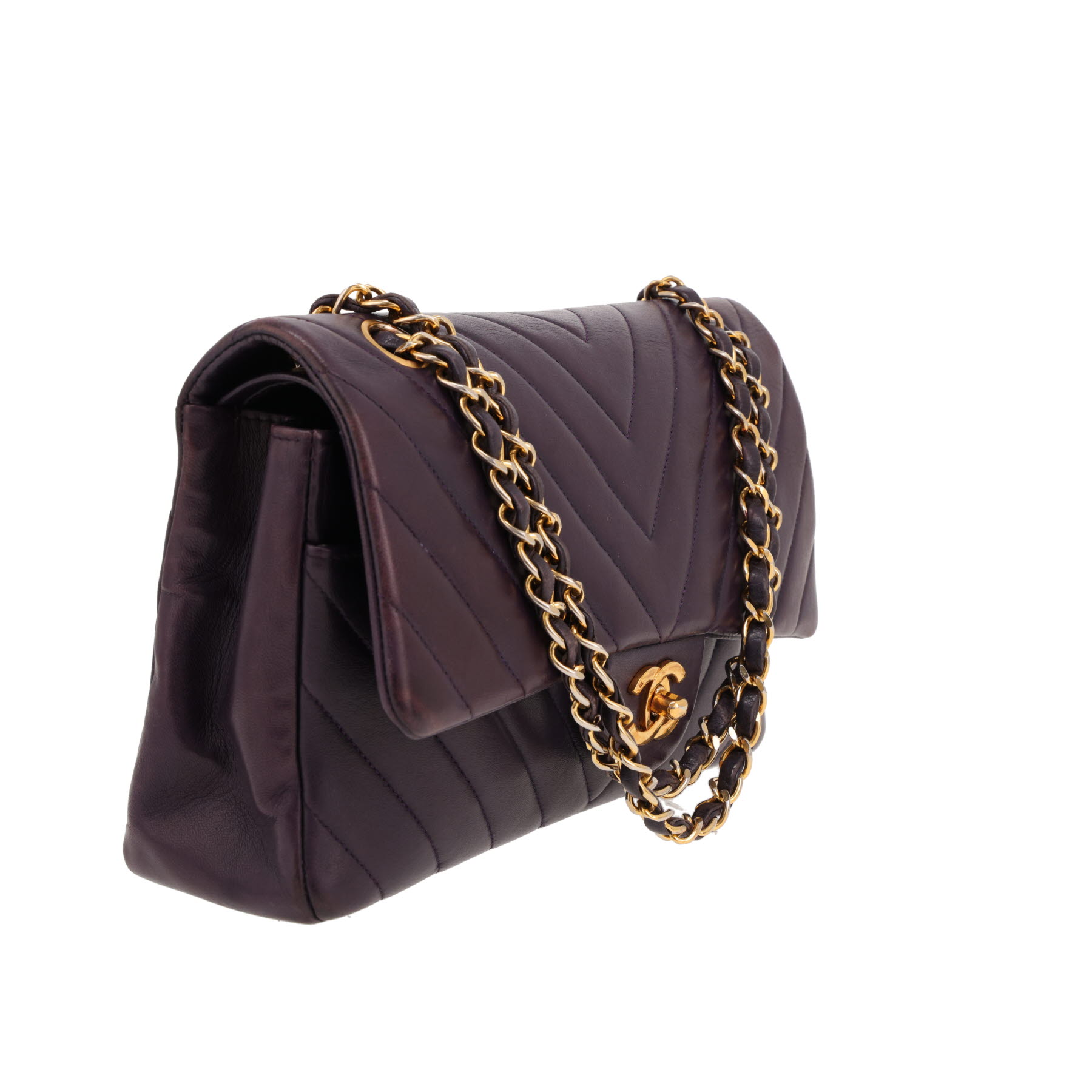 Bolso de mano Chanel  Timeless Classic en cuero acolchado con motivos de espigas violeta