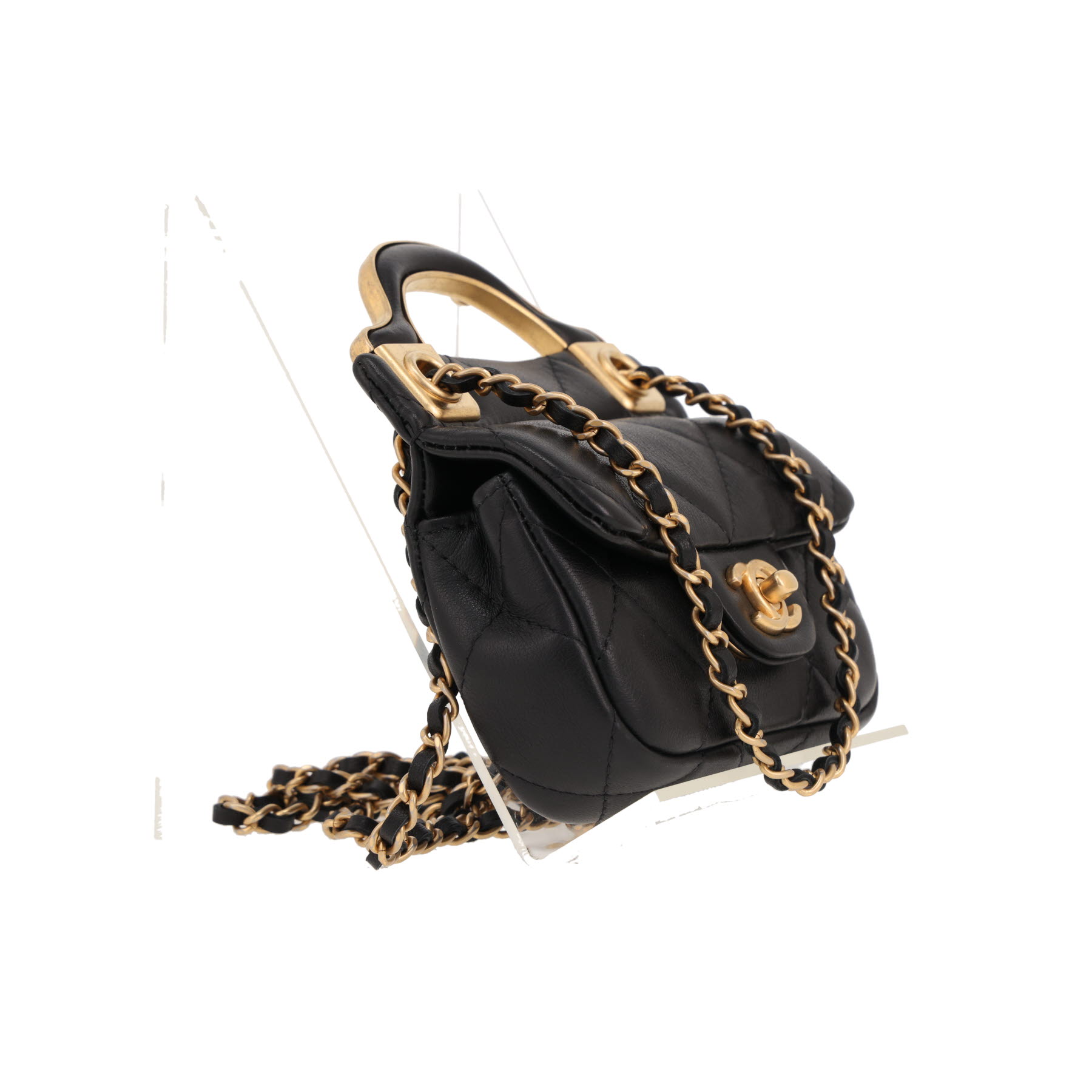 Bolso bandolera Chanel  Chain Pouch mini  en cuero acolchado negro
