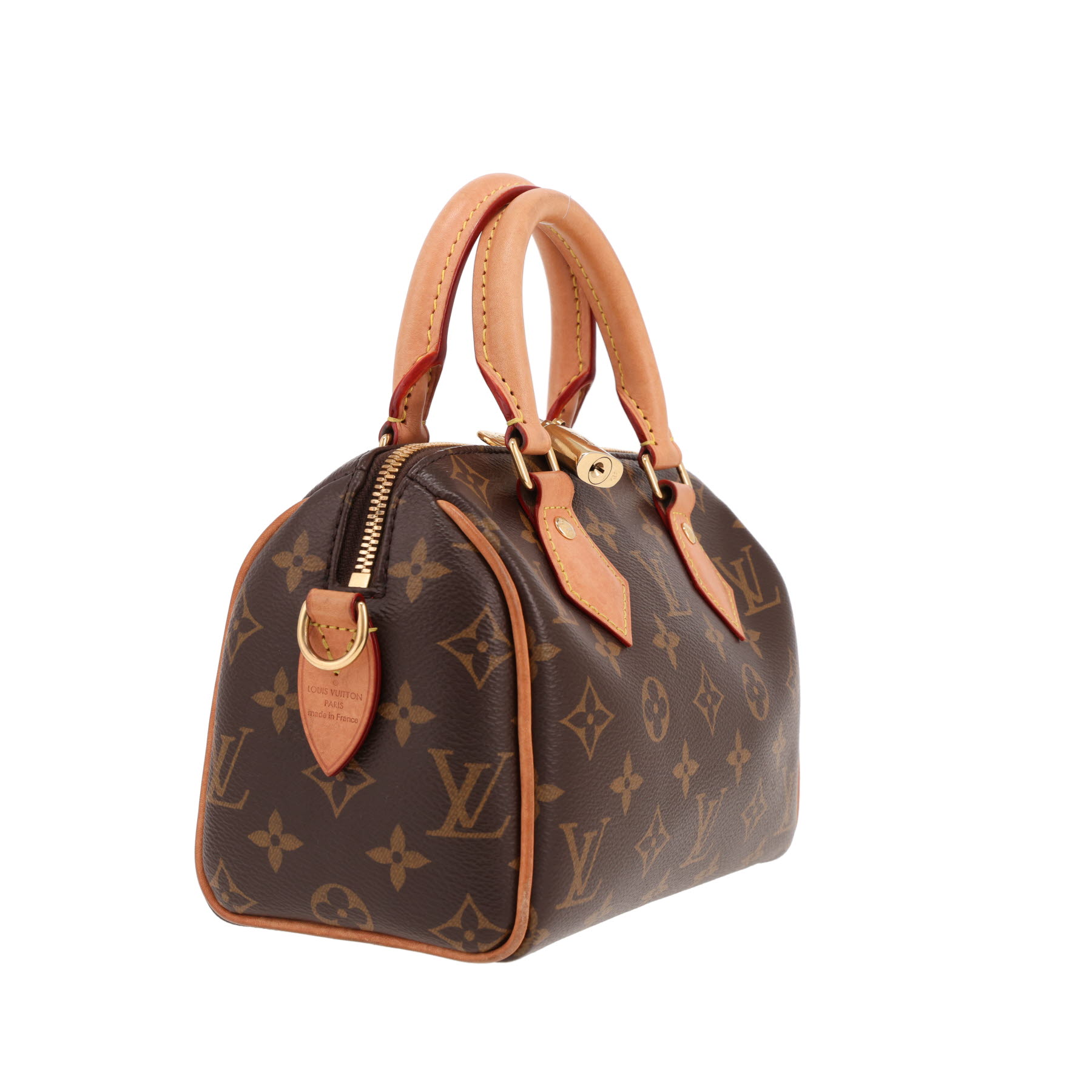 Louis Vuitton  Speedy 20 cm shoulder bag  in brown monogram canvas  and natural leather