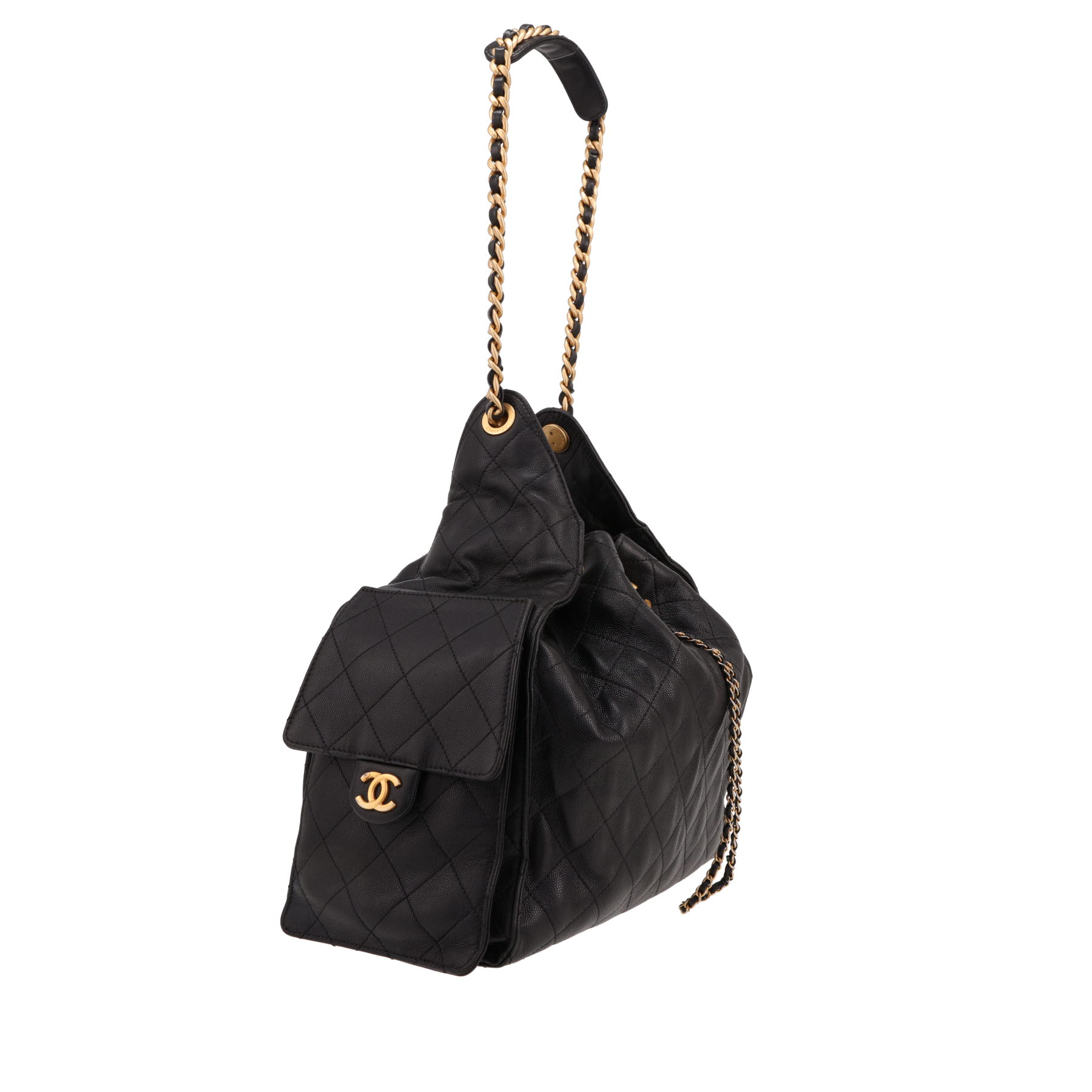 Sac bandoulière Chanel  25 petit modèle  en cuir grainé matelassé noir