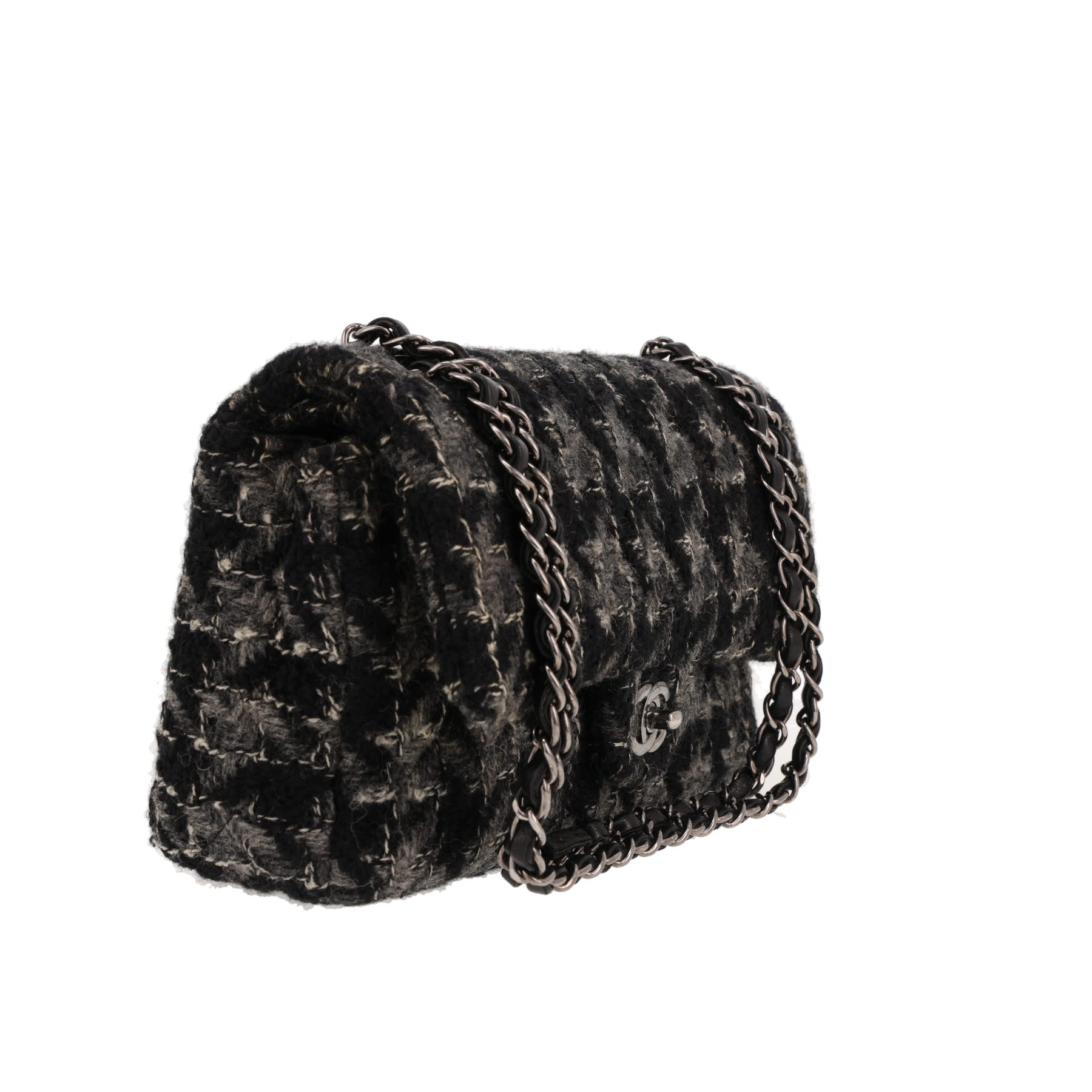 Bolso de mano Chanel  Timeless Classic en tweed negro y gris
