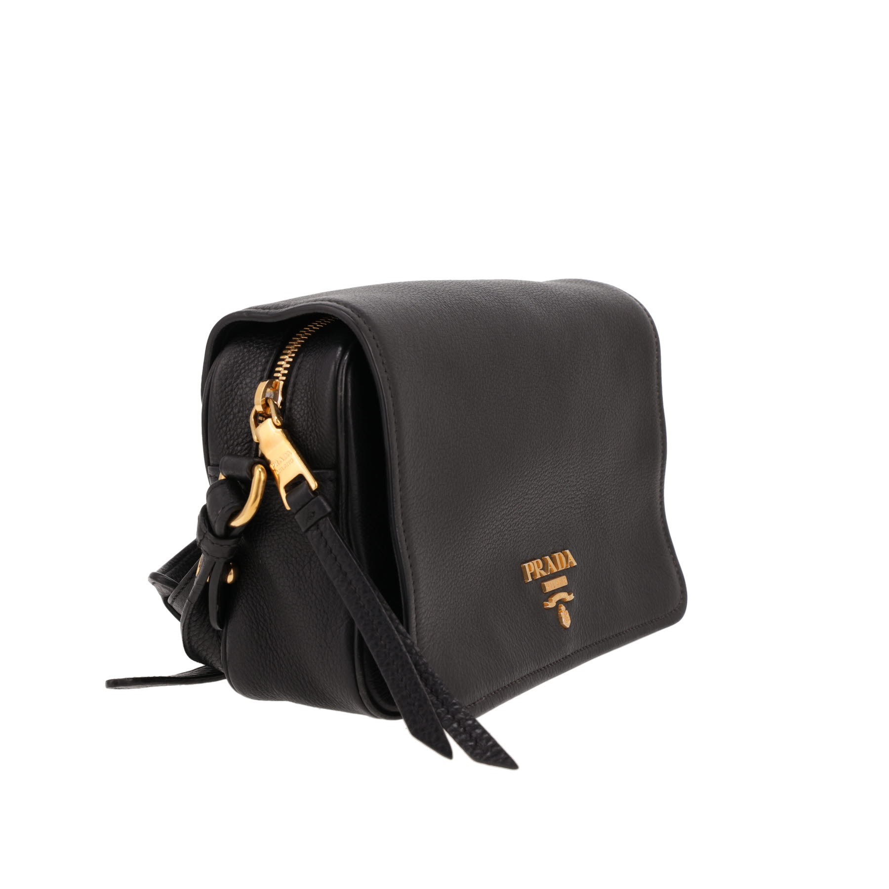 Borsa a tracolla Prada   in pelle martellata nera