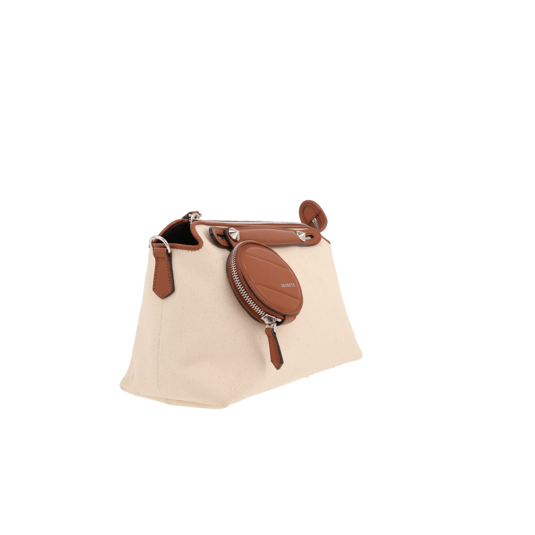 Fendi  By the way shoulder bag  in brown leather  and beige canvas