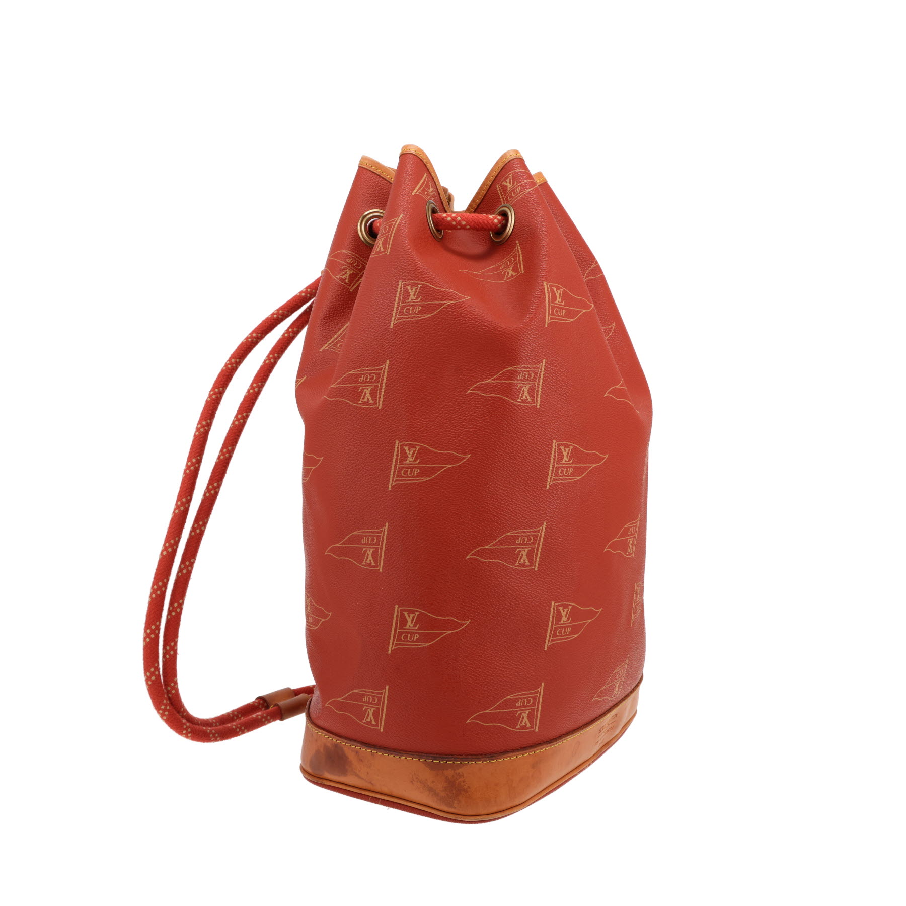Sac à dos Louis Vuitton  America's Cup en toile monogram enduite rouge et cuir naturel