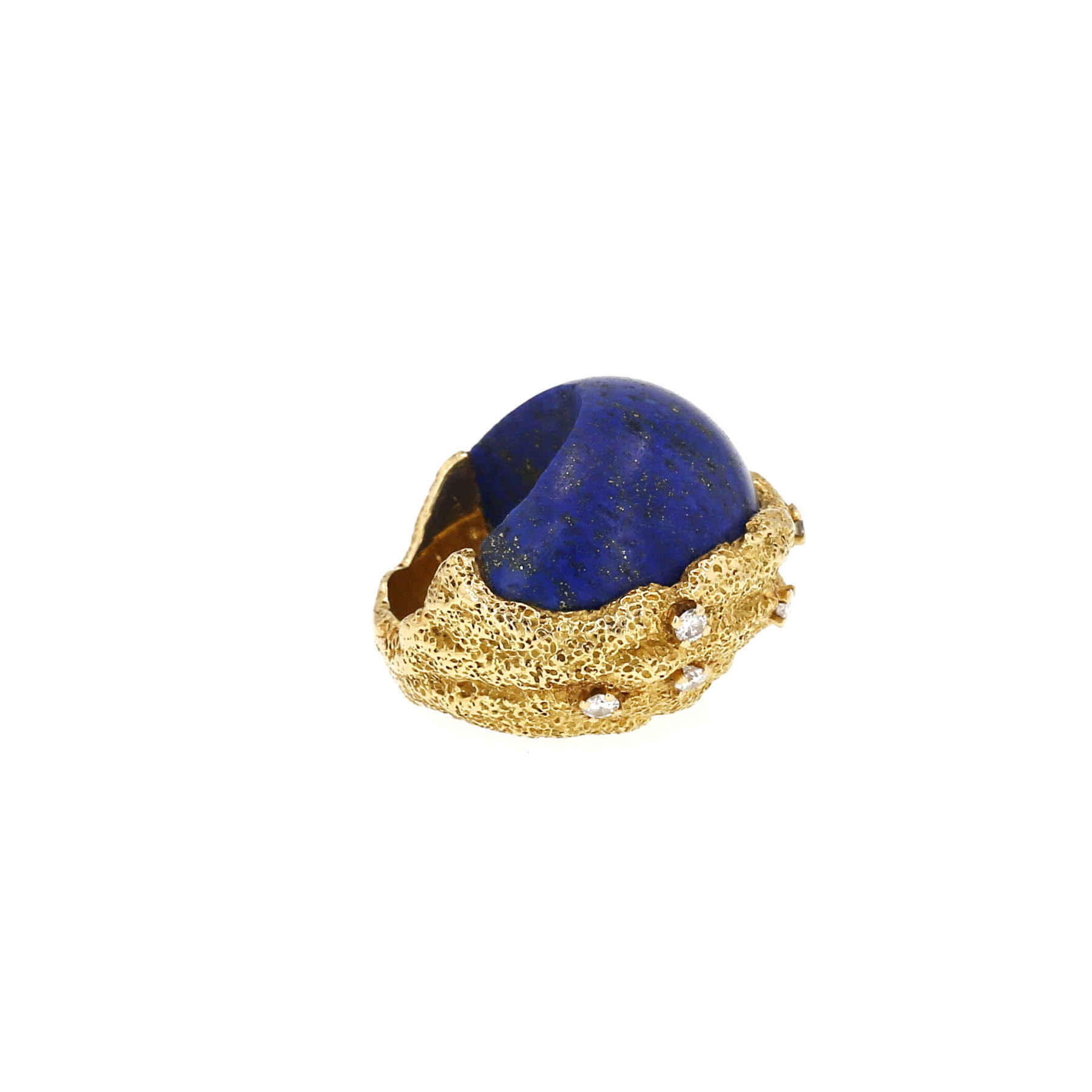 Chaumet   1970's boule ring in yellow gold, lapis-lazuli and diamonds