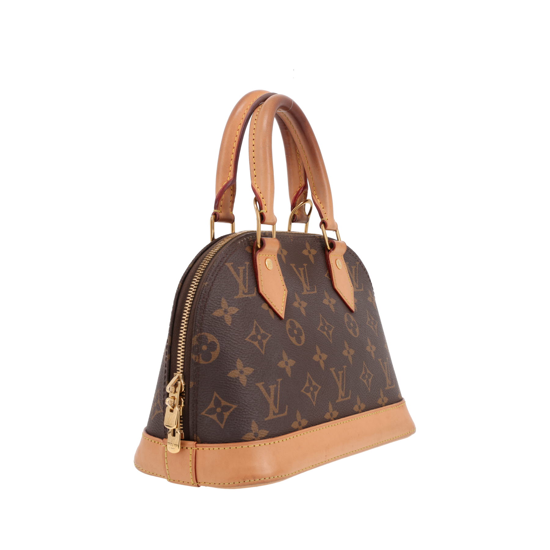 Louis Vuitton  Alma BB shoulder bag  in brown monogram canvas  and natural leather
