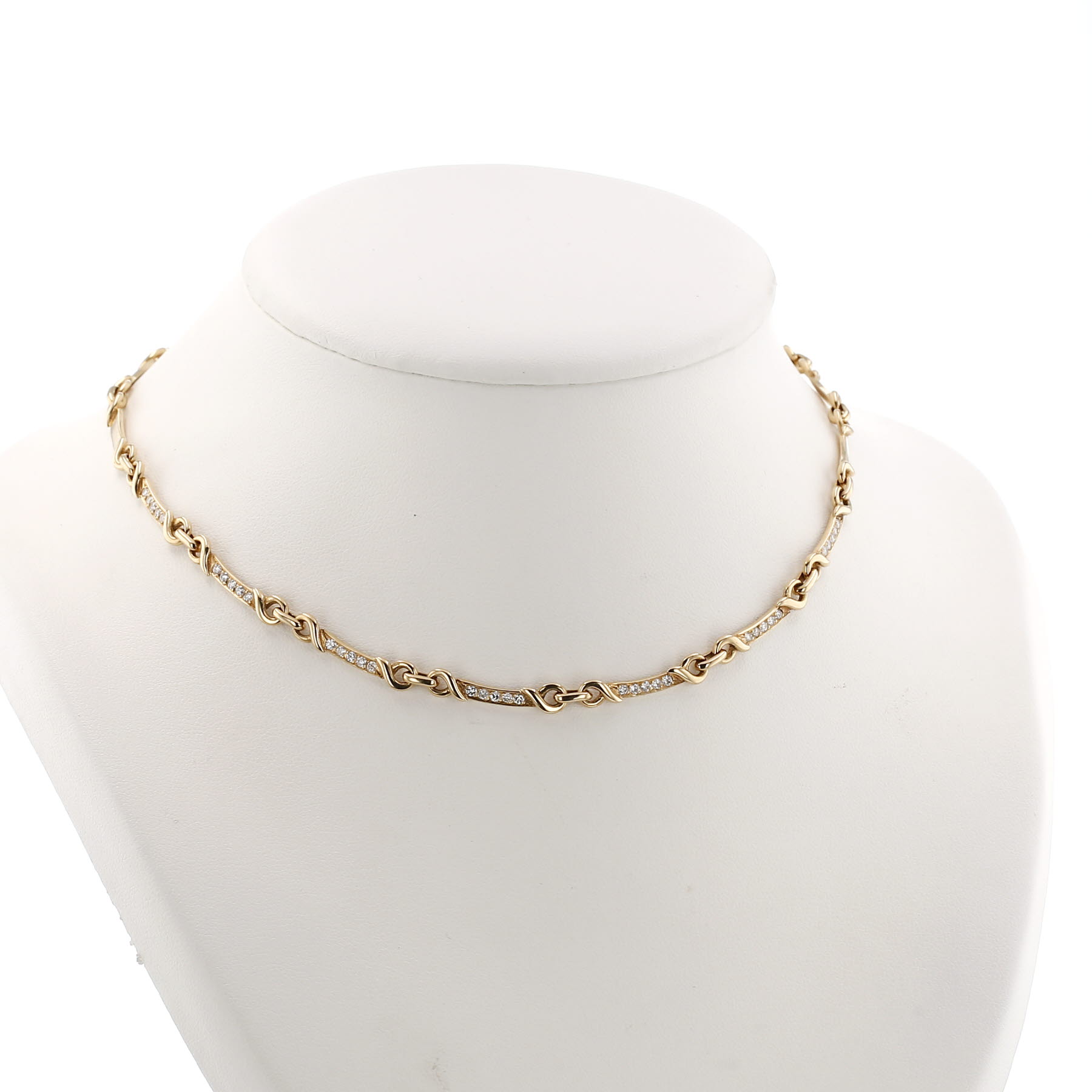 Vintage   1980's necklace in yellow gold and diamonds