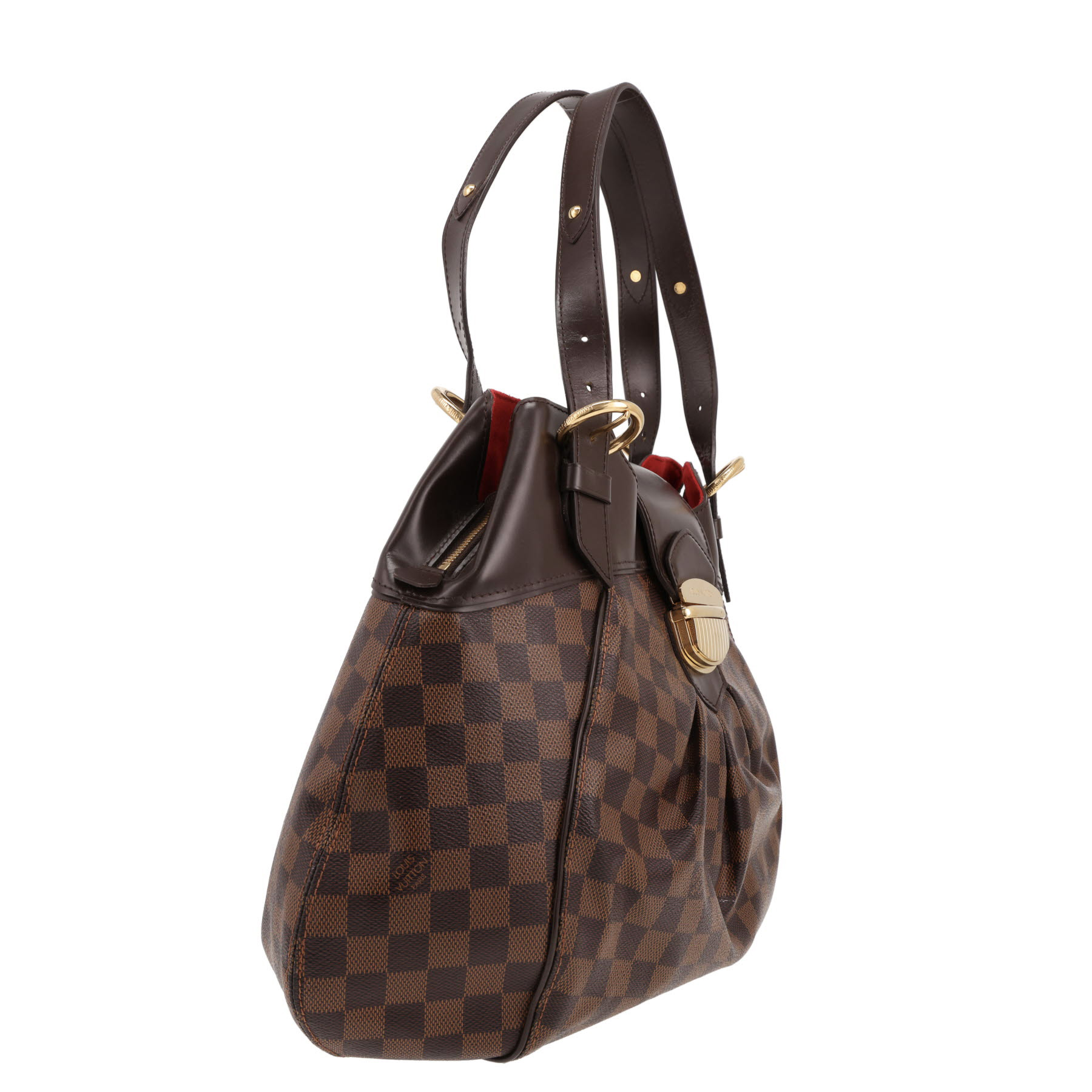 Sac à main Louis Vuitton  Sistina en toile damier ébène et cuir glacé marron