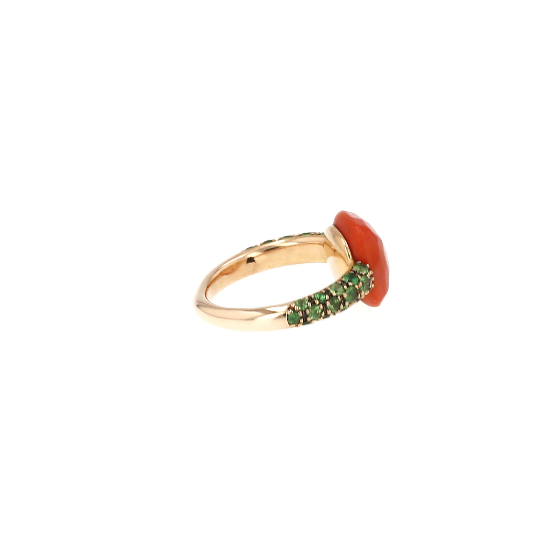 Bague Pomellato Capri en or jaune, corail et tsavorites