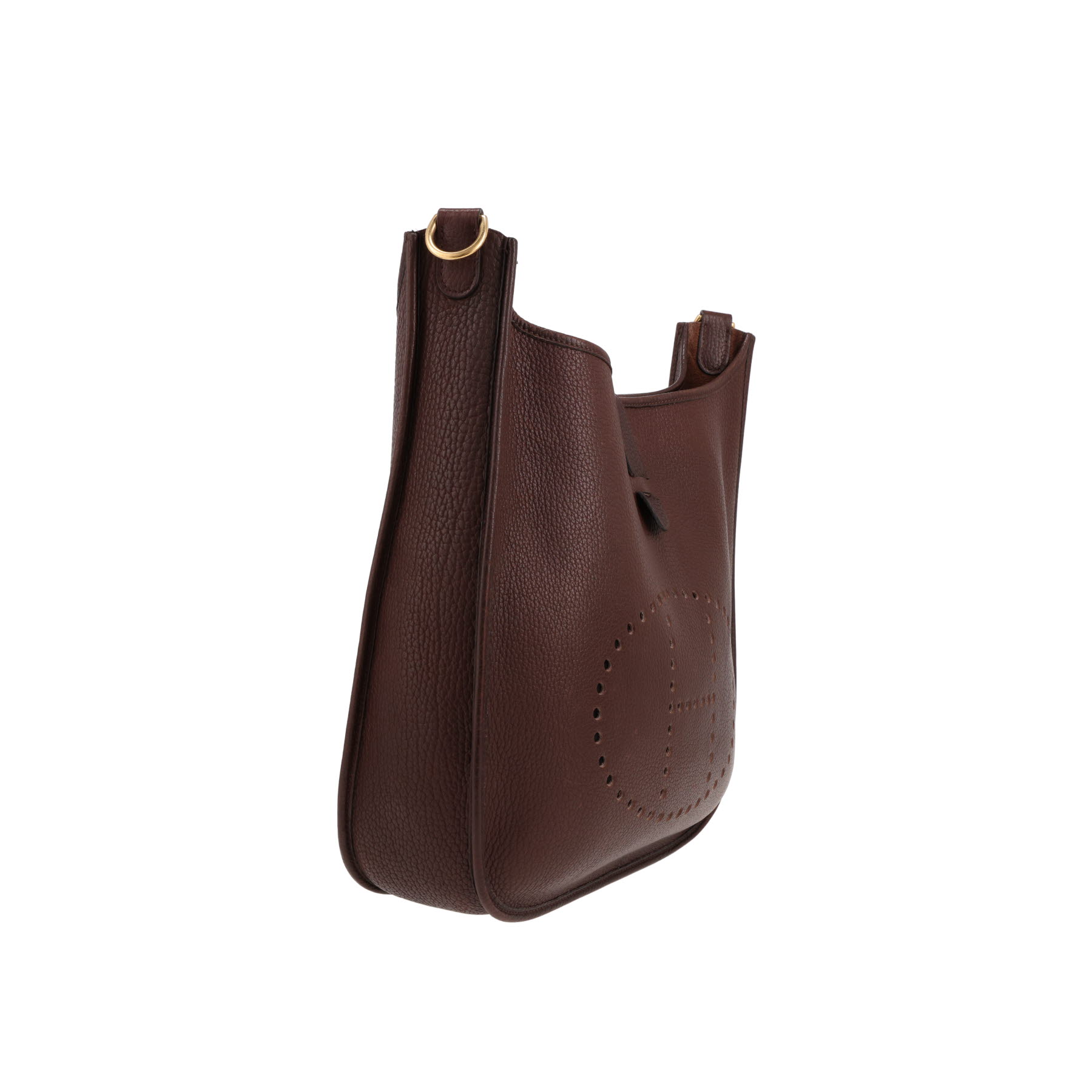 Hermès  Evelyne shoulder bag  in brown grained leather