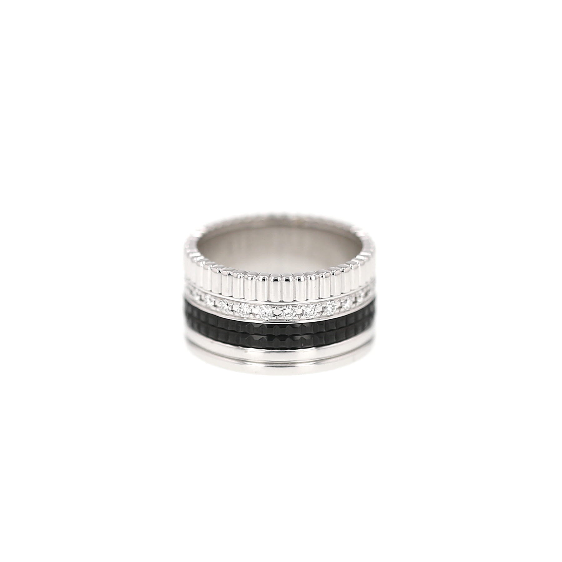 Bague Boucheron Quatre Black Edition grand modèle en or blanc, diamants et PVD noir