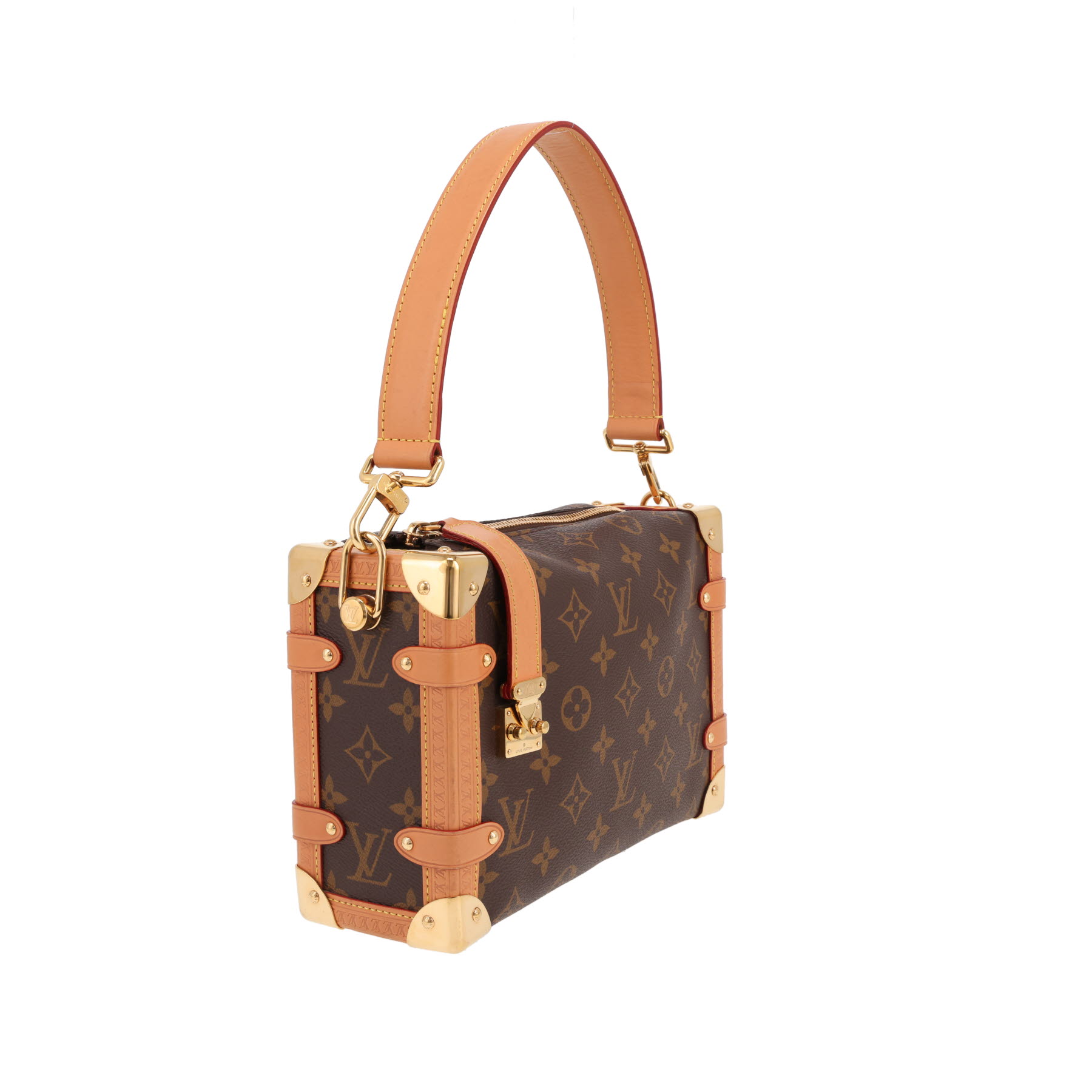 Louis Vuitton  Side Trunk shoulder bag  in brown monogram canvas  and brown leather
