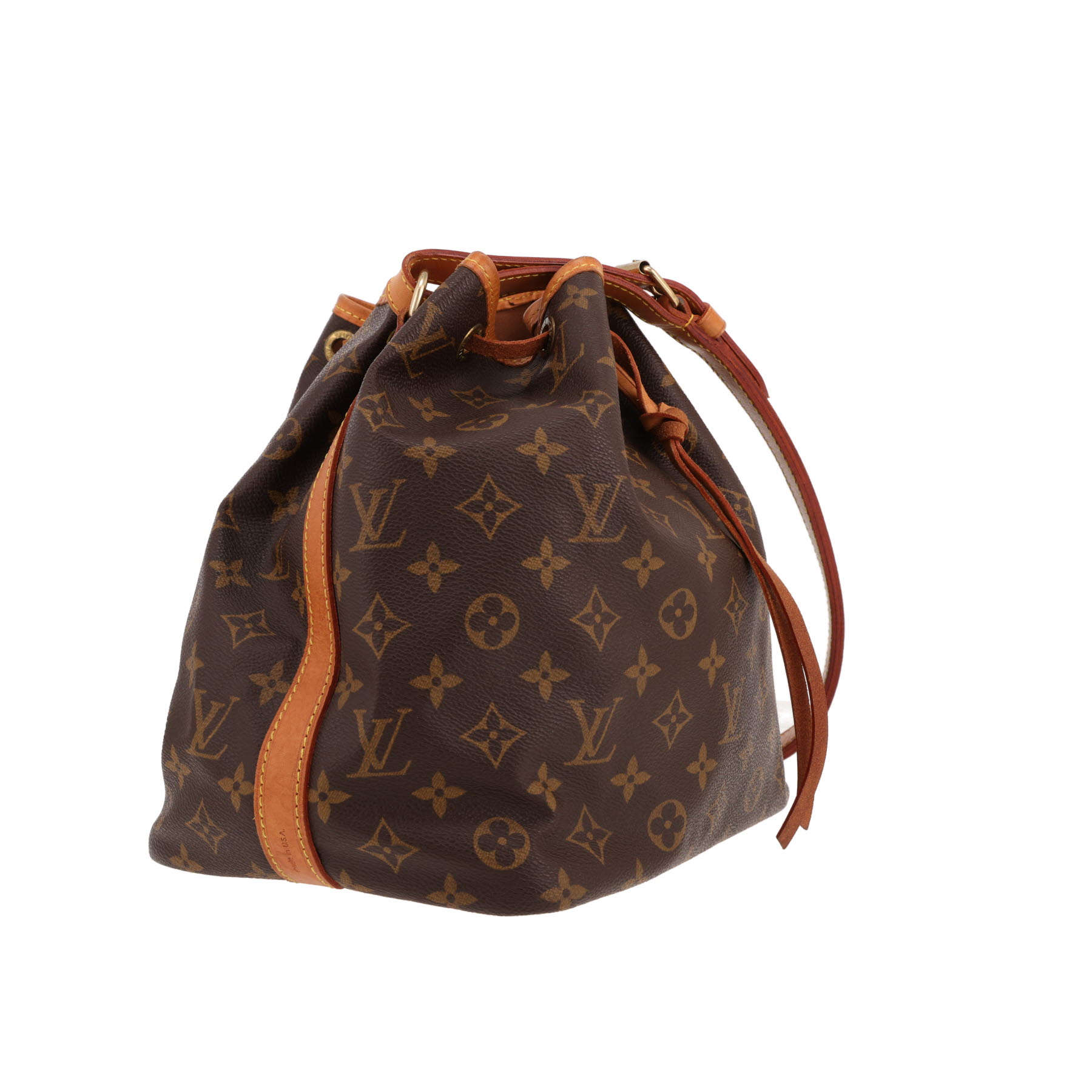 Louis Vuitton  Petit Noé shopping bag  monogram canvas  and natural leather