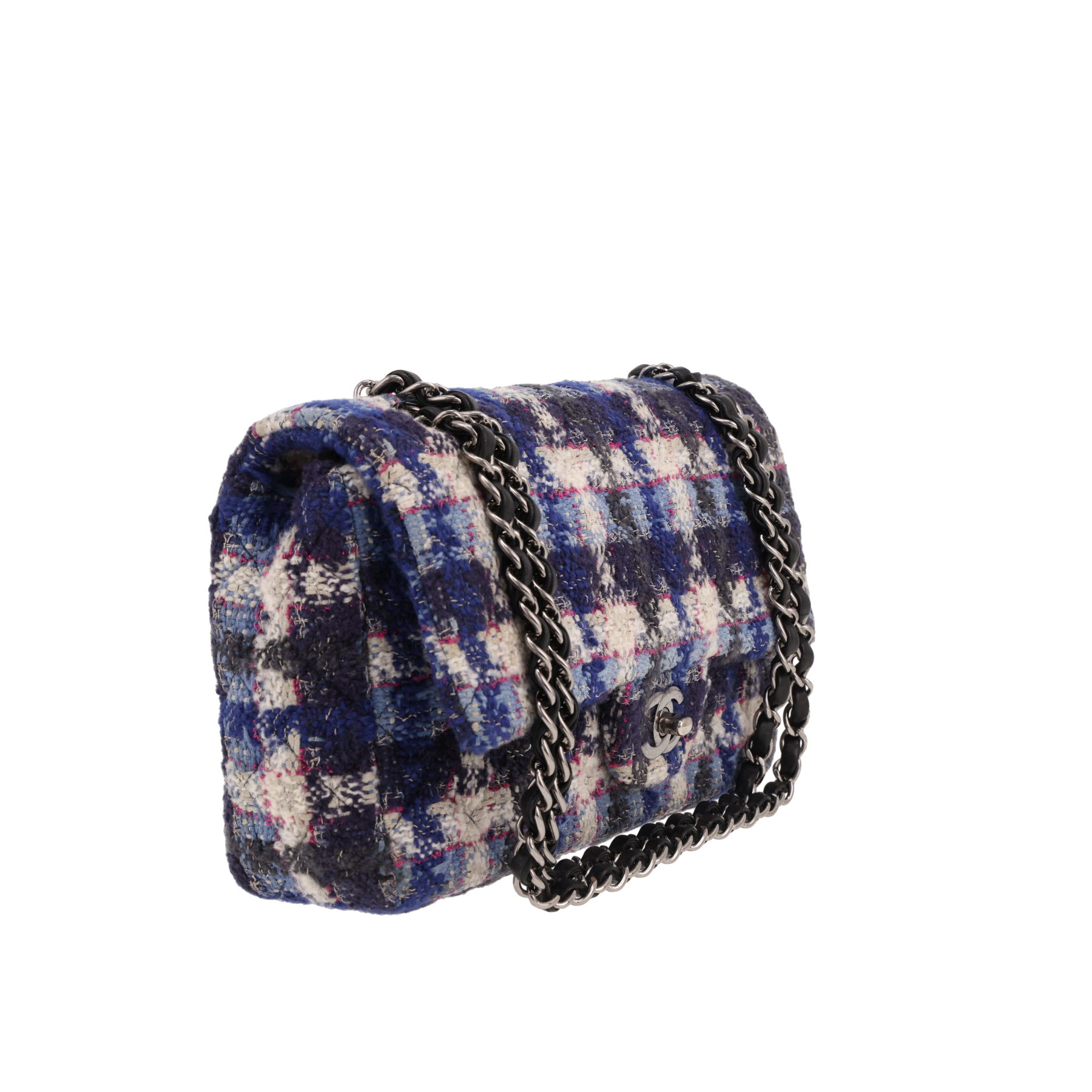 Chanel  Timeless Classic handbag  in blue, white and black tweed