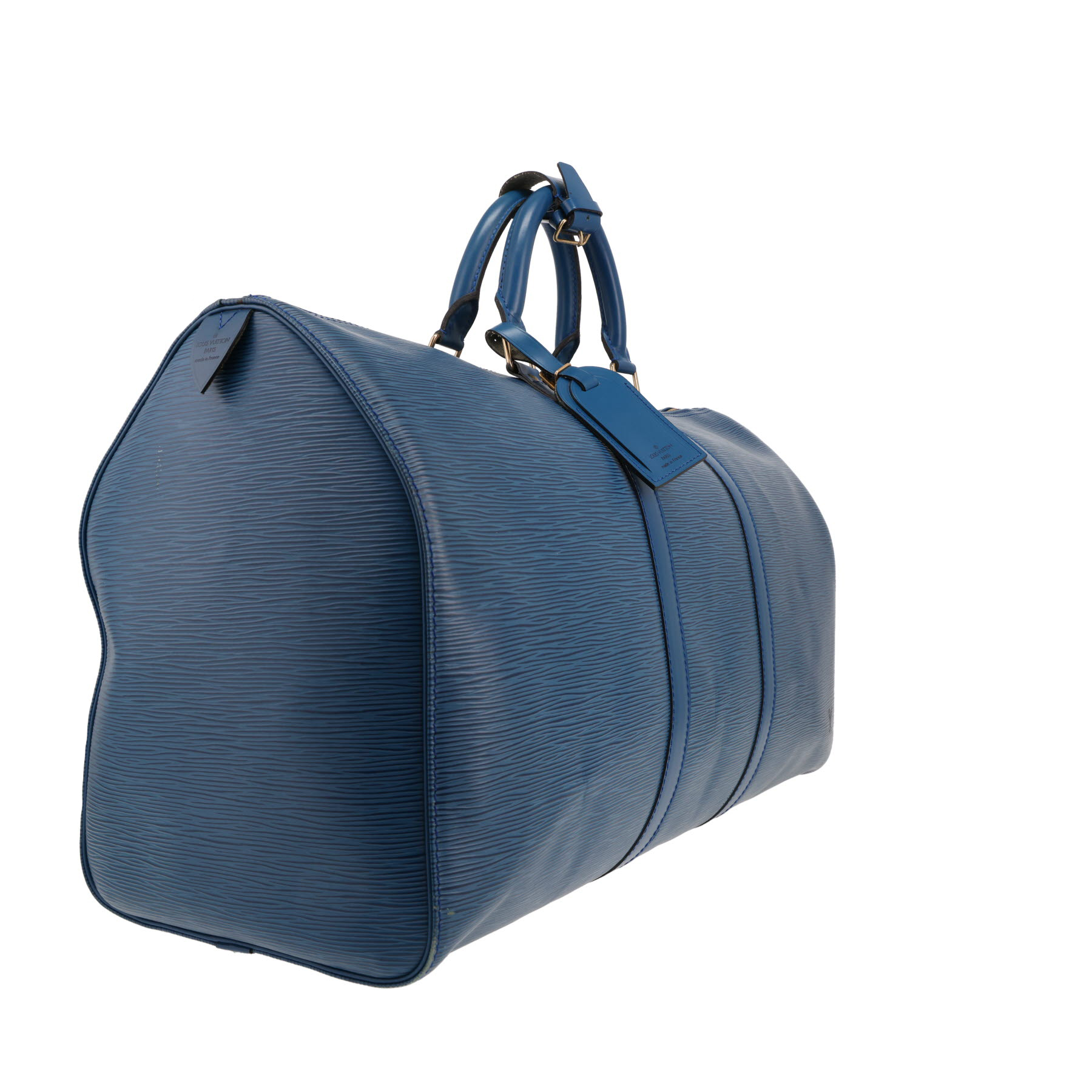 Bolsa de viaje Louis Vuitton Keepall 50 de piel Épi azul