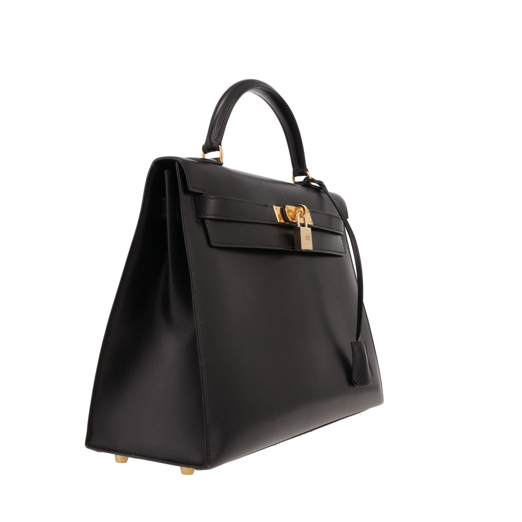 Bolso Hermès Kelly de 32 cm en piel negra tipo «box»