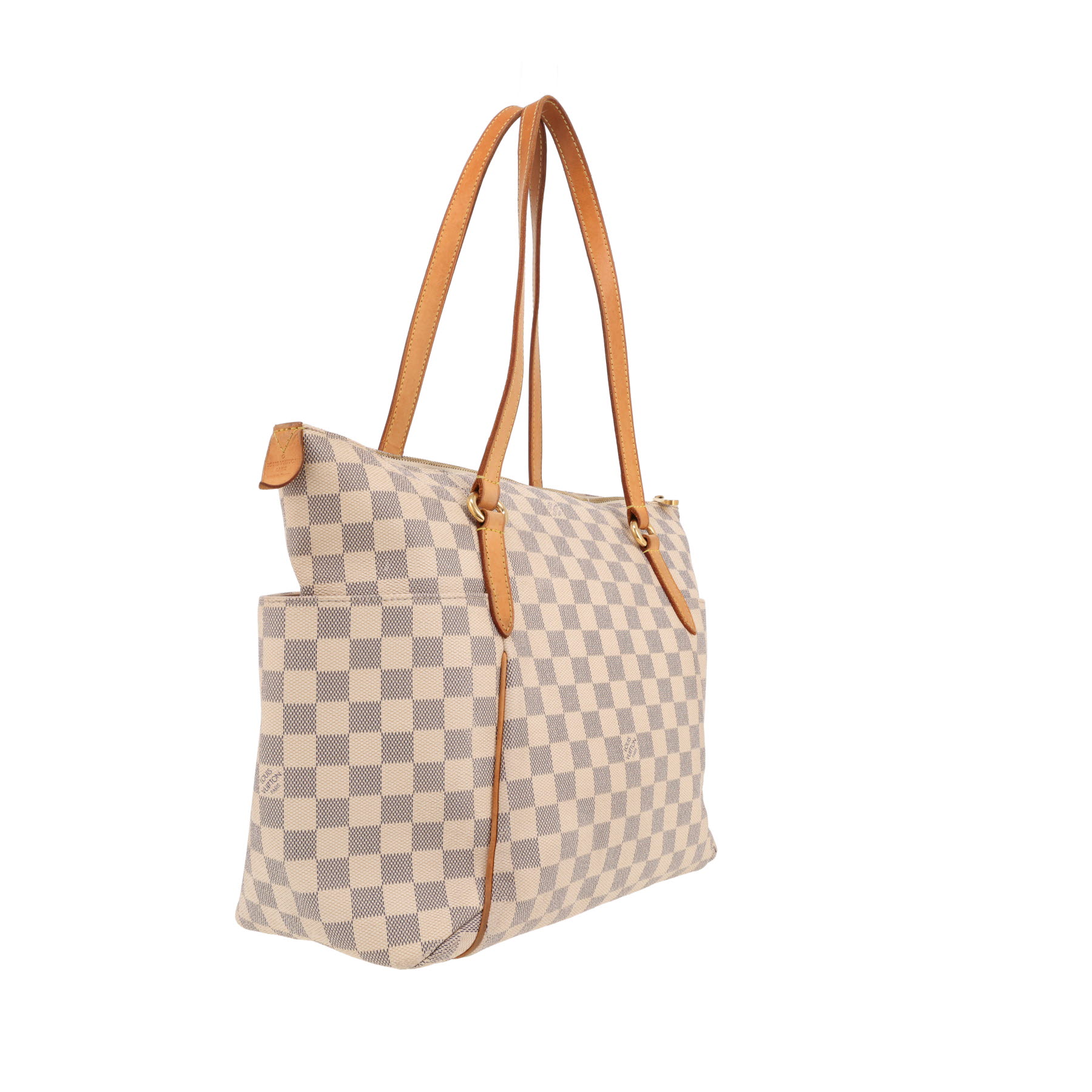 Louis Vuitton  Totally handbag  in azur damier canvas  and natural leather