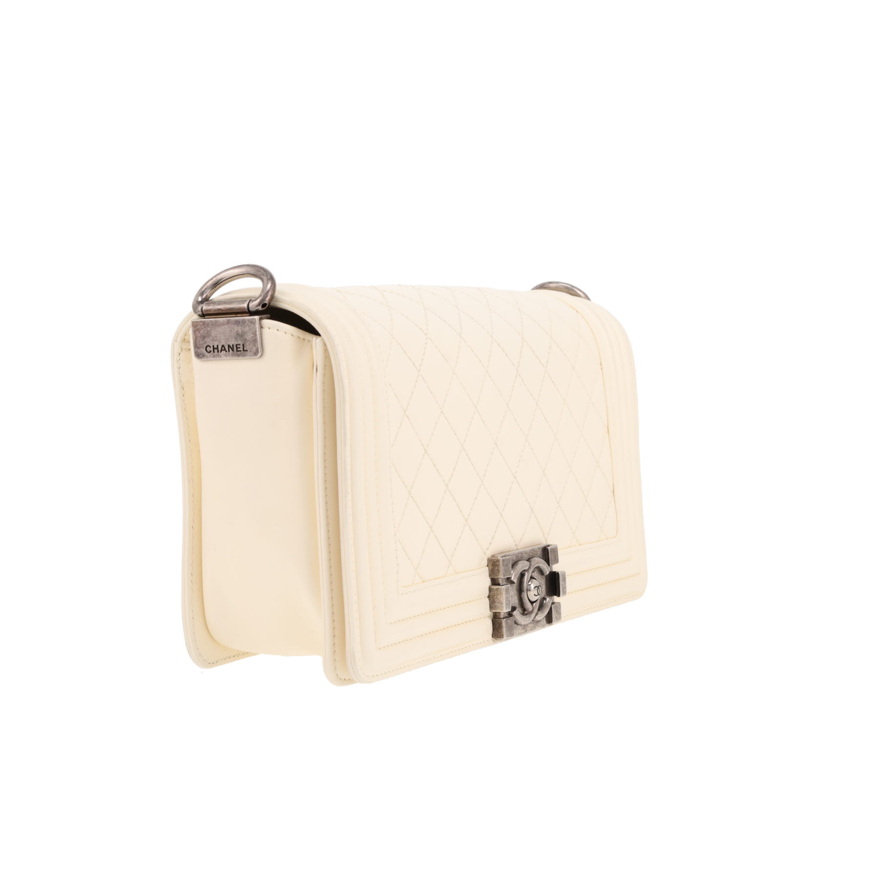 Sac bandoulière Chanel  Boy en cuir matelassé blanc